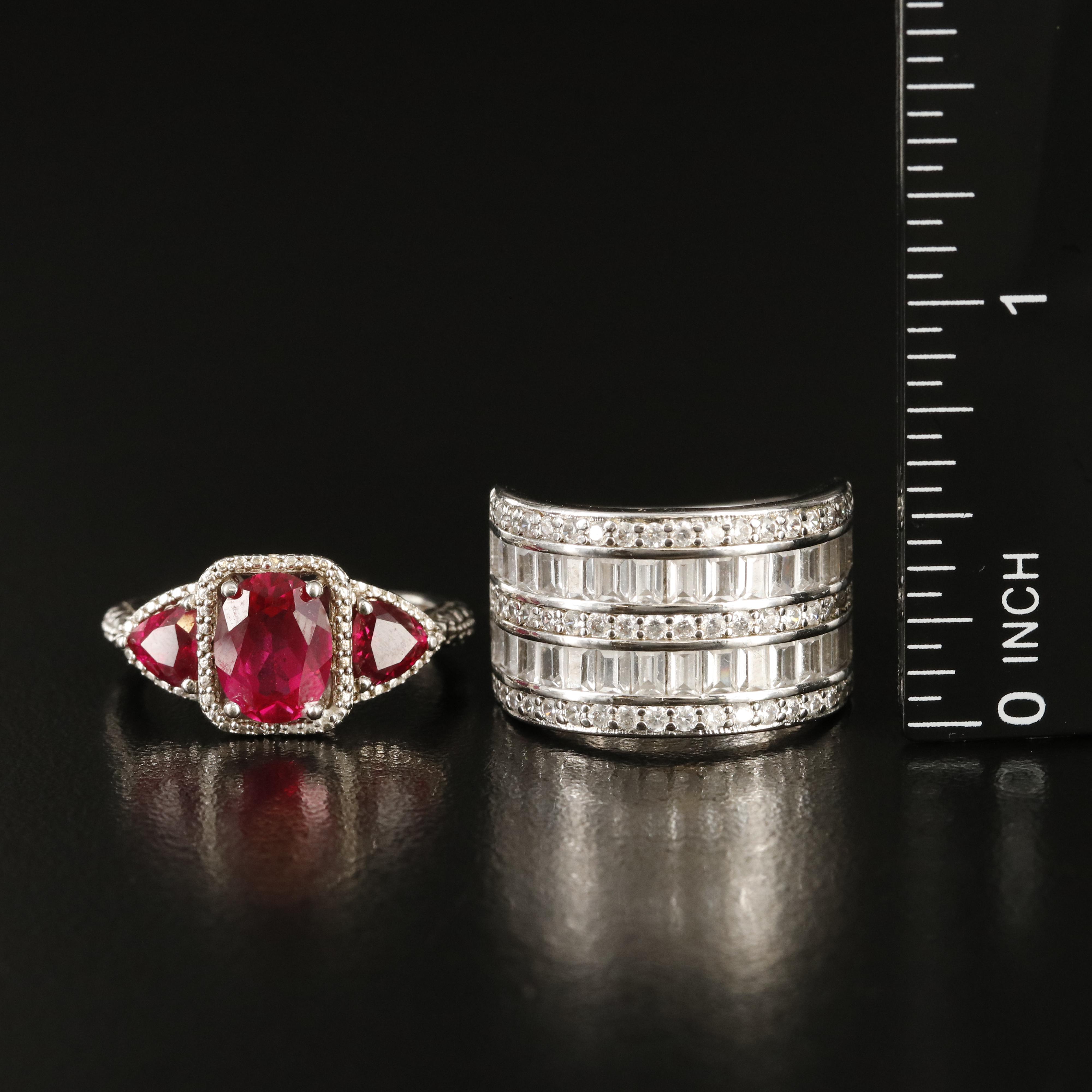 Sterling Rings Including Ruby, Sapphire and Cubic Zirconia