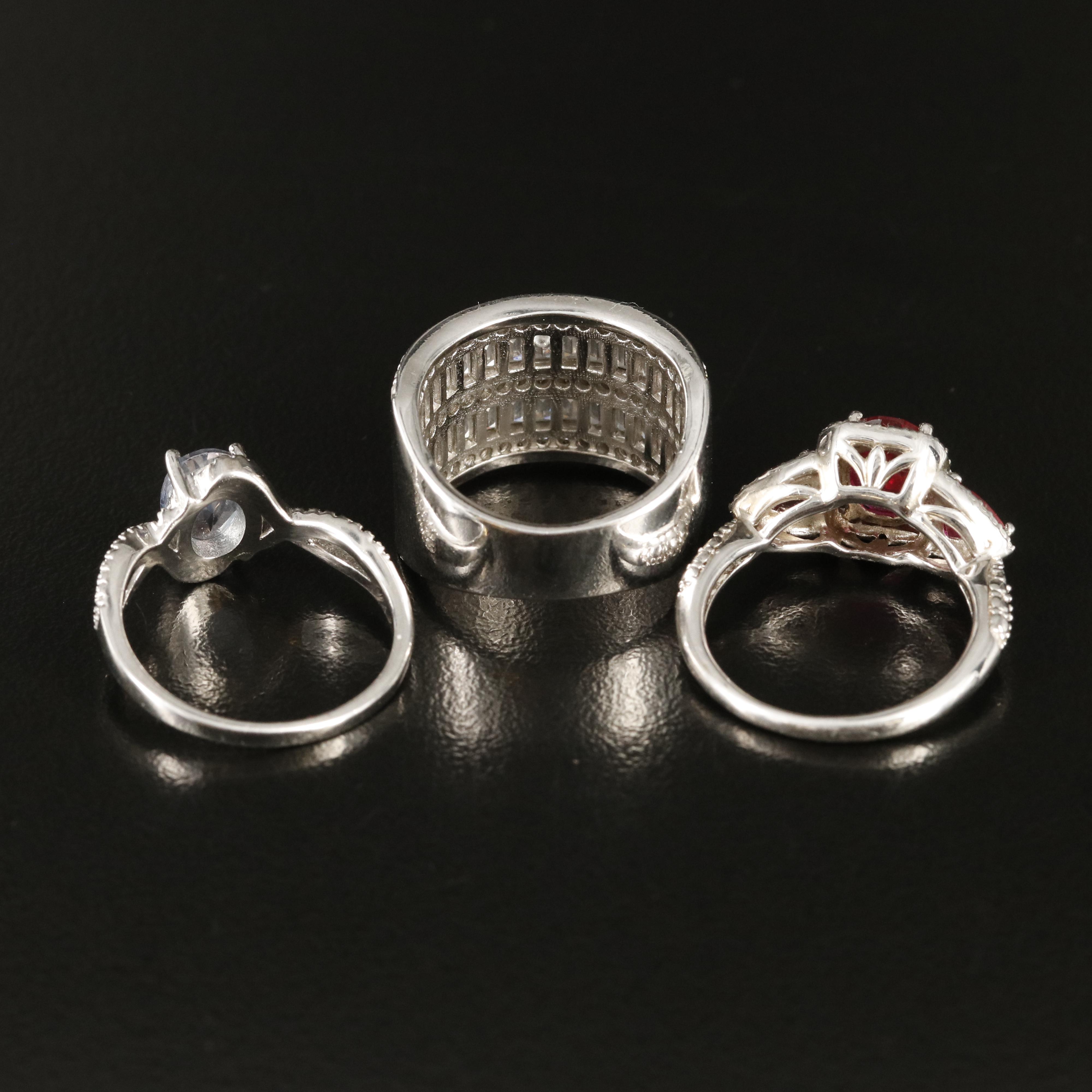 Sterling Rings Including Ruby, Sapphire and Cubic Zirconia