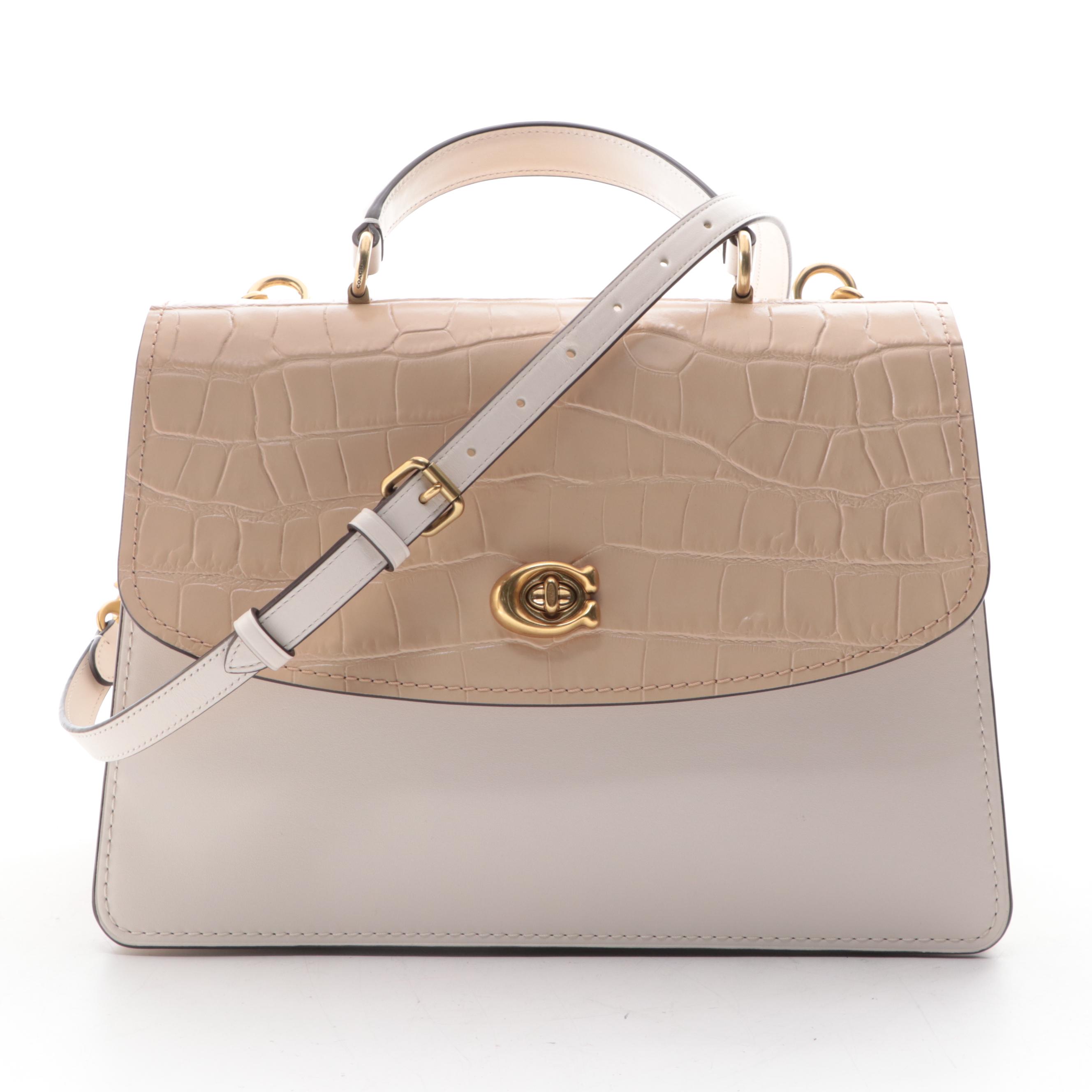 Coach Top Handle Handbag with Continental Wallet in Embossed Leather