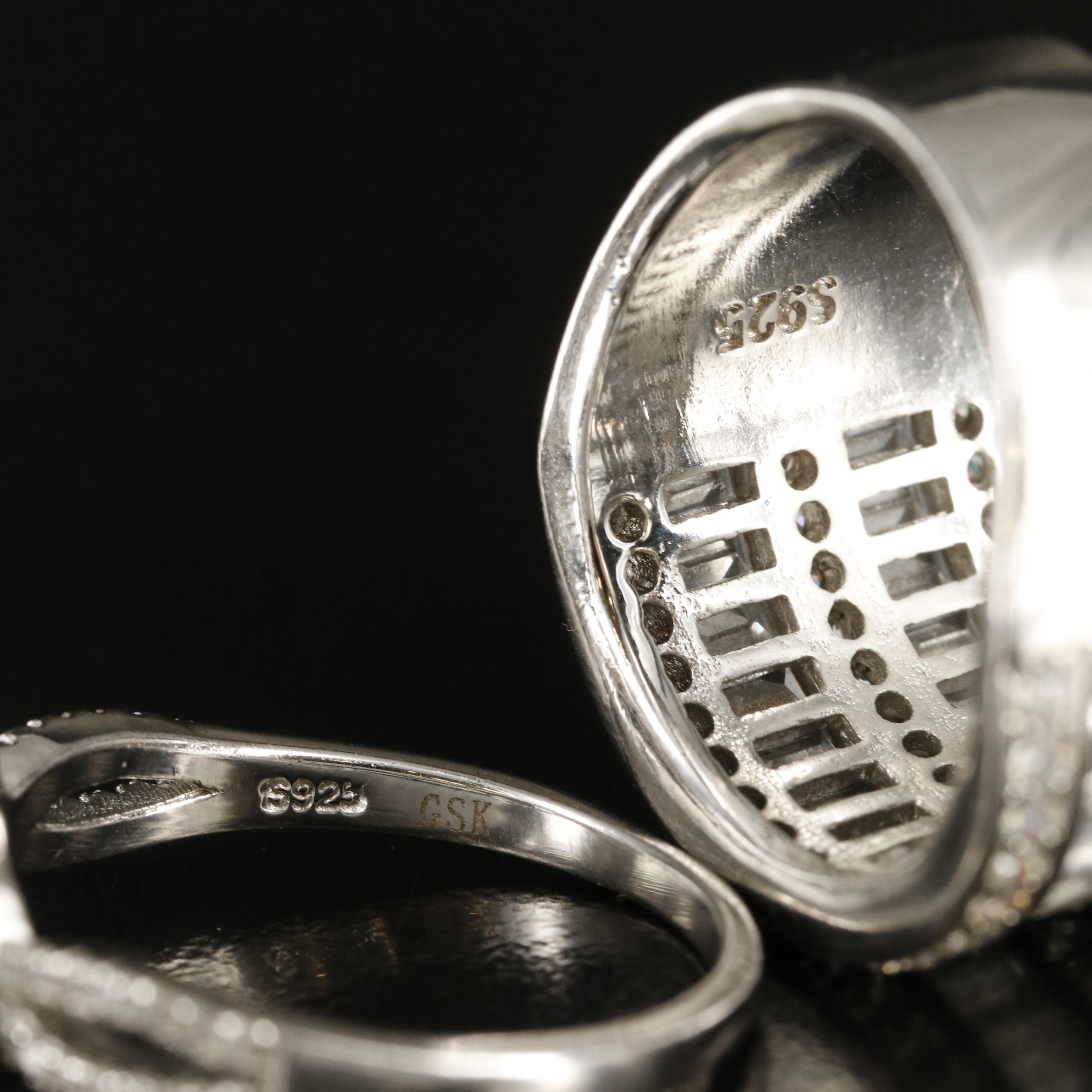 Sterling Rings Including Ruby, Sapphire and Cubic Zirconia