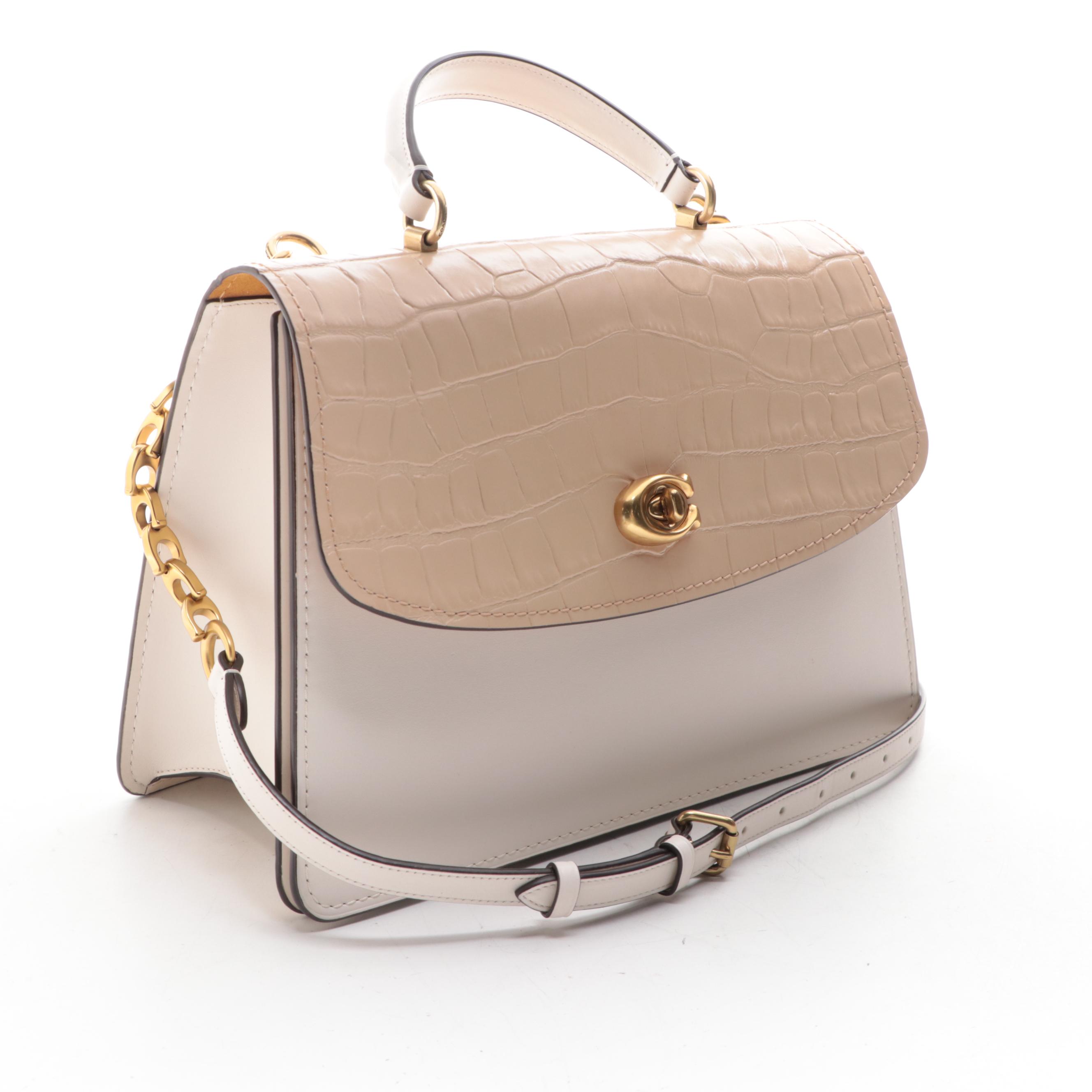 Coach Top Handle Handbag with Continental Wallet in Embossed Leather