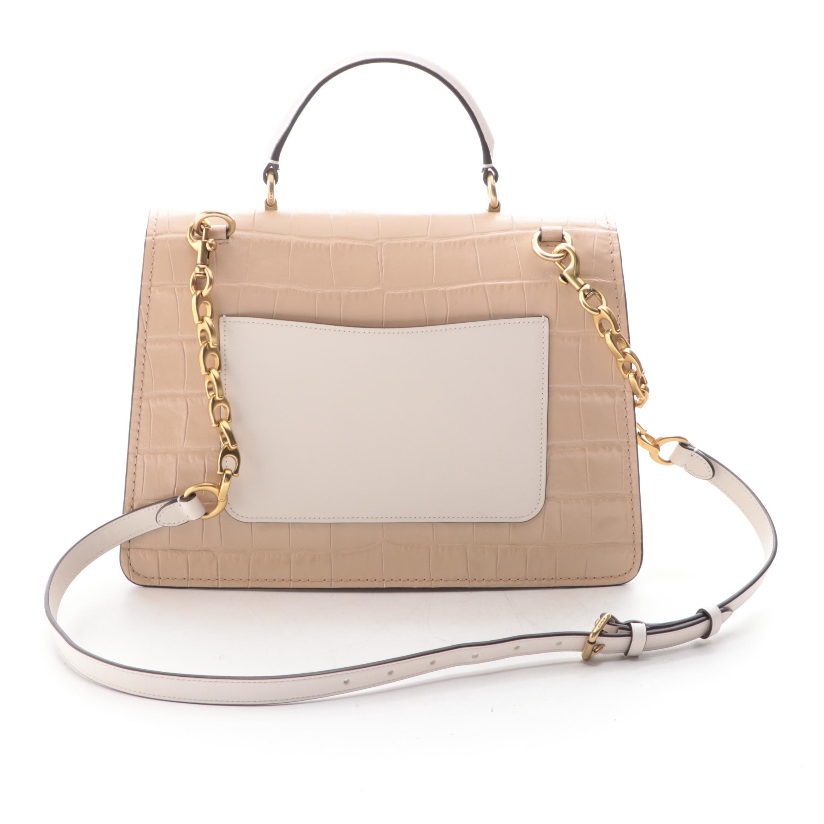 Coach Top Handle Handbag with Continental Wallet in Embossed Leather