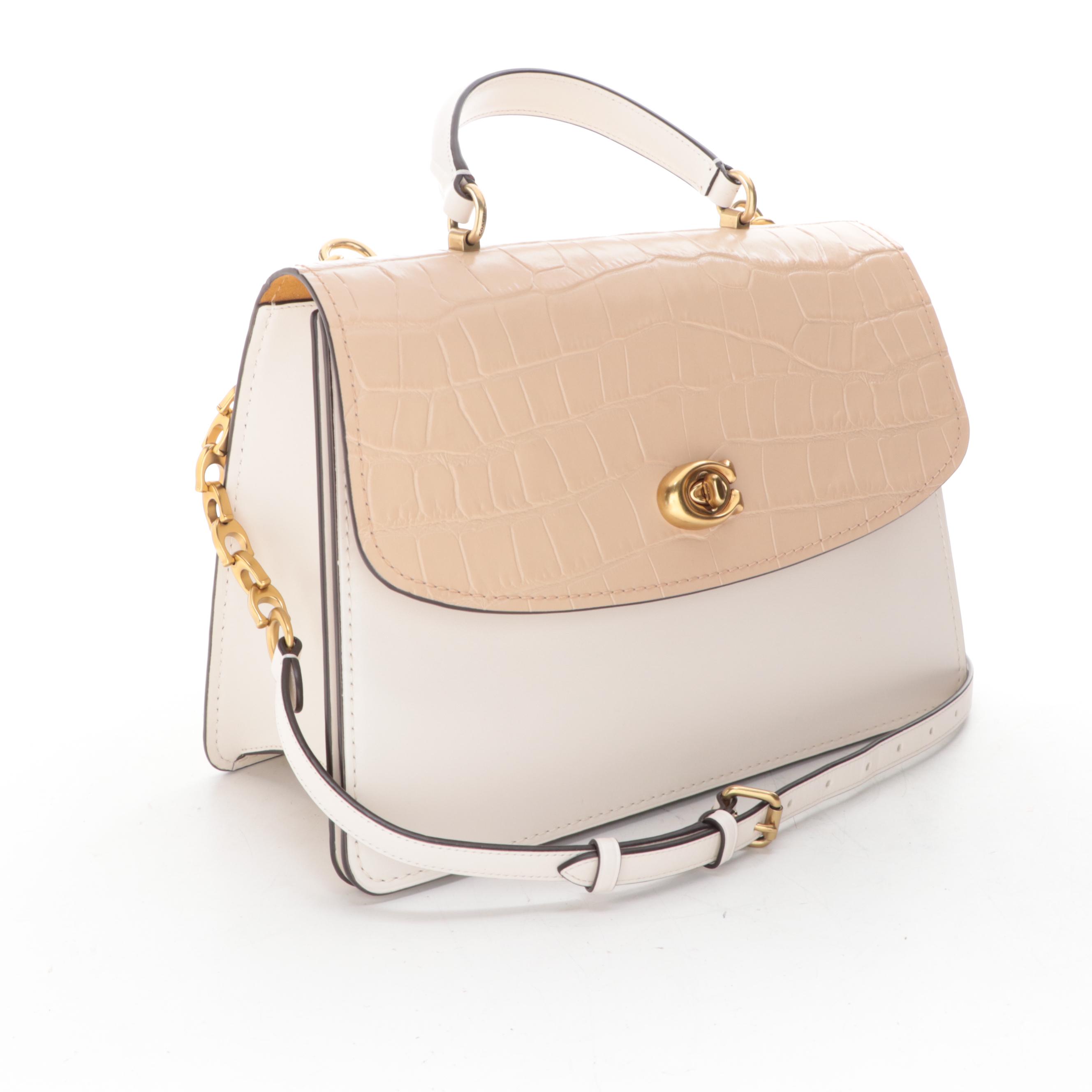 Coach Top Handle Handbag with Continental Wallet in Embossed Leather