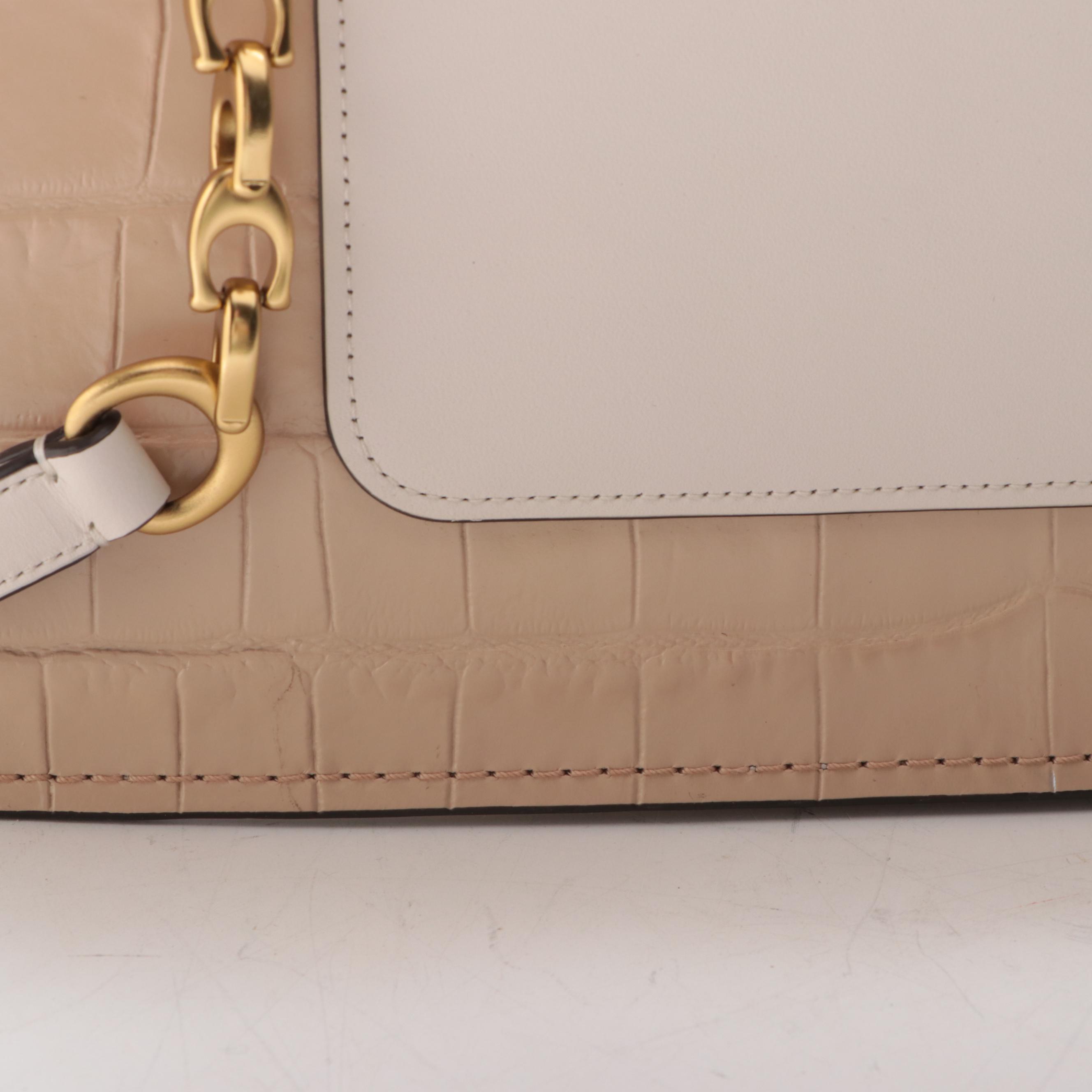 Coach Top Handle Handbag with Continental Wallet in Embossed Leather