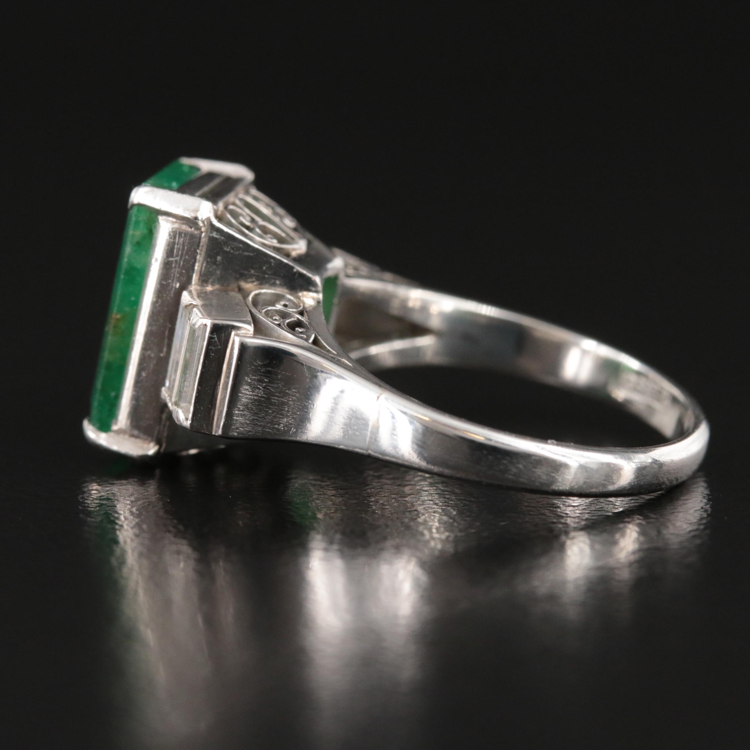 Platinum 3.85 CT Emerald and Diamond Ring