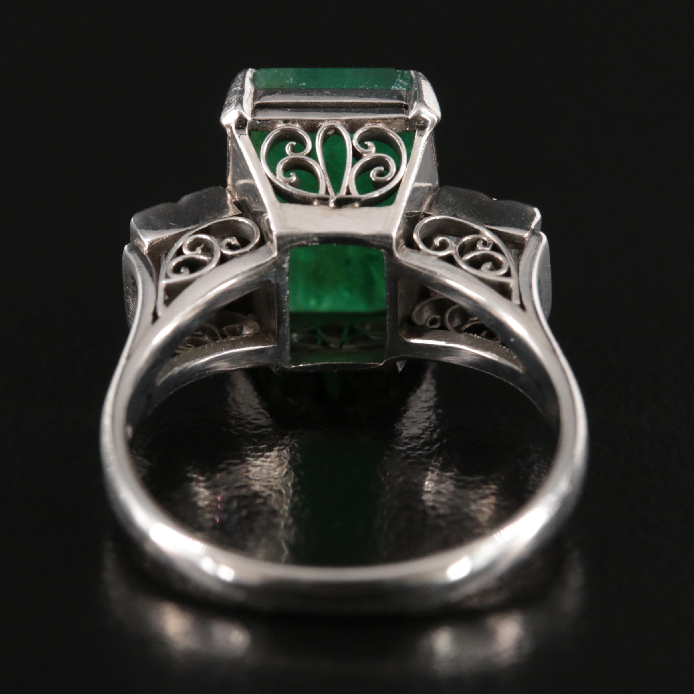 Platinum 3.85 CT Emerald and Diamond Ring