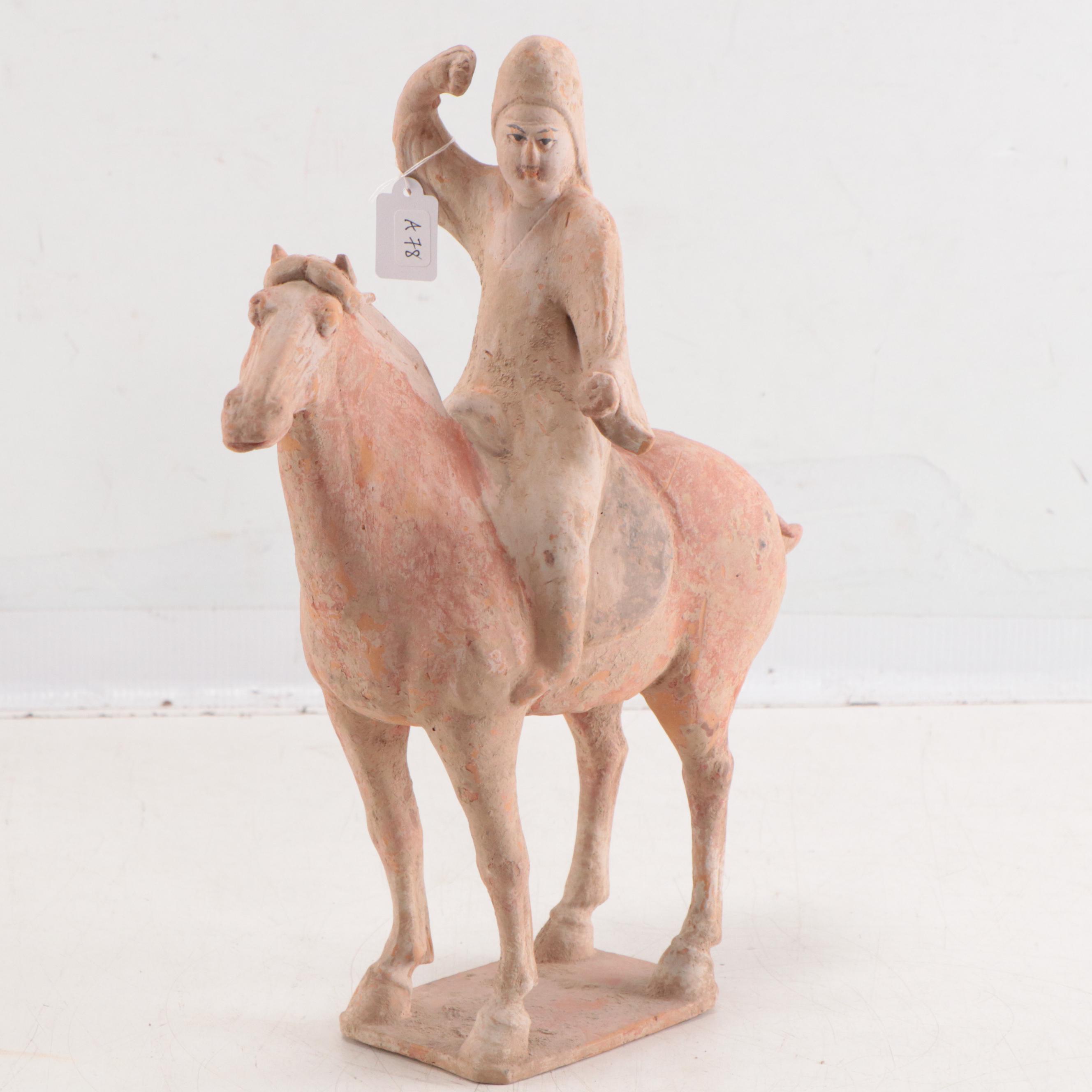 Chinese Ceramic Equestrian Figure, Tang Dynasty