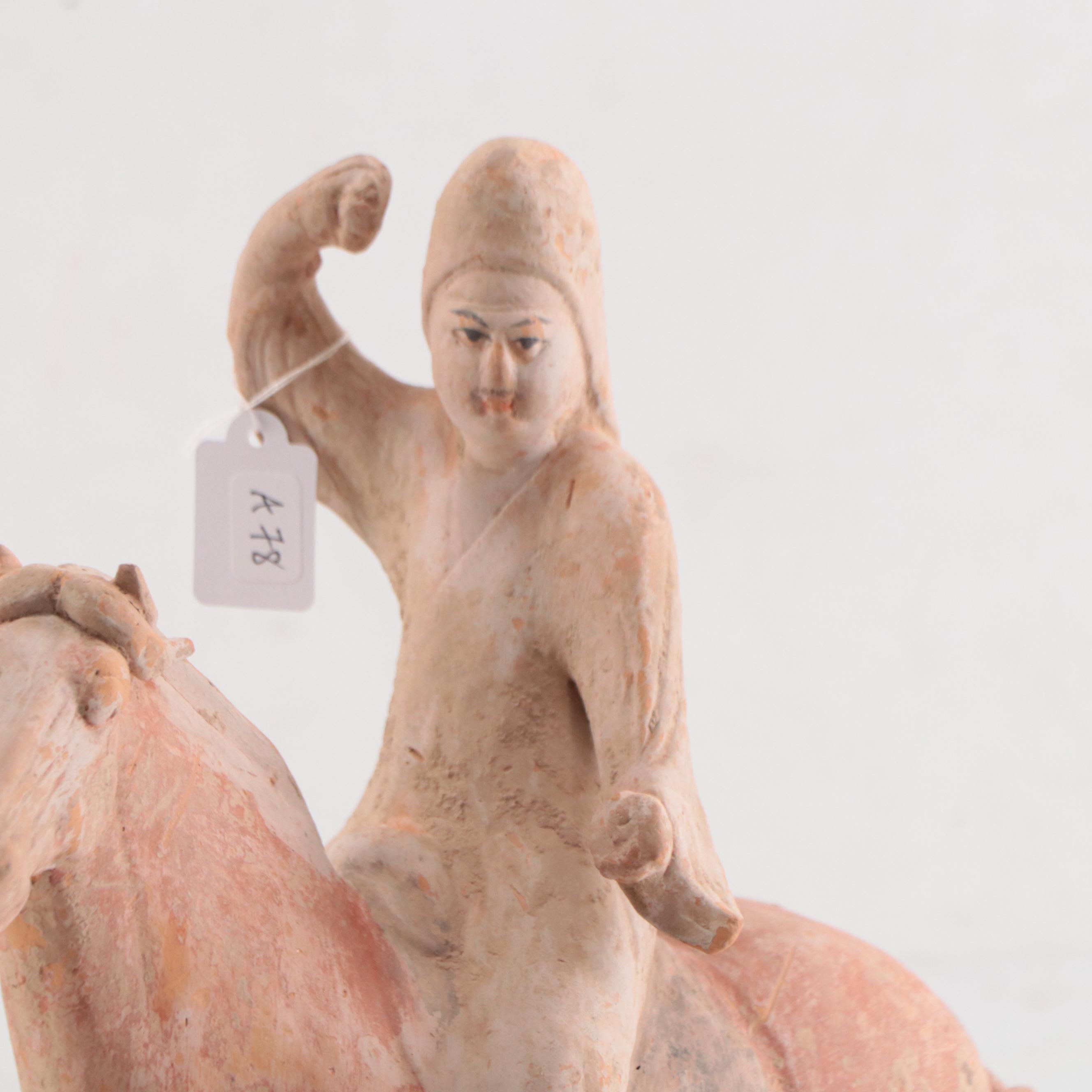 Chinese Ceramic Equestrian Figure, Tang Dynasty