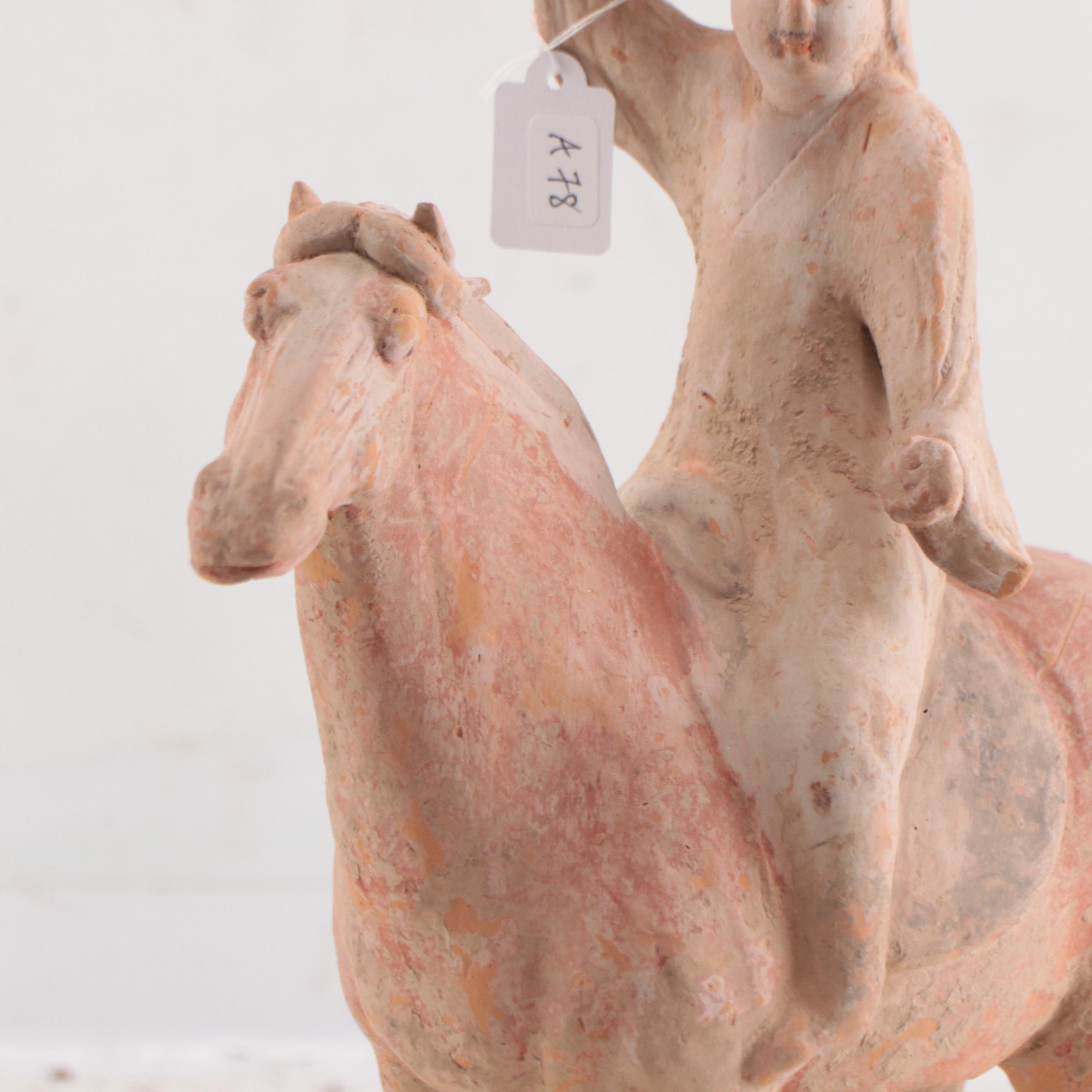 Chinese Ceramic Equestrian Figure, Tang Dynasty