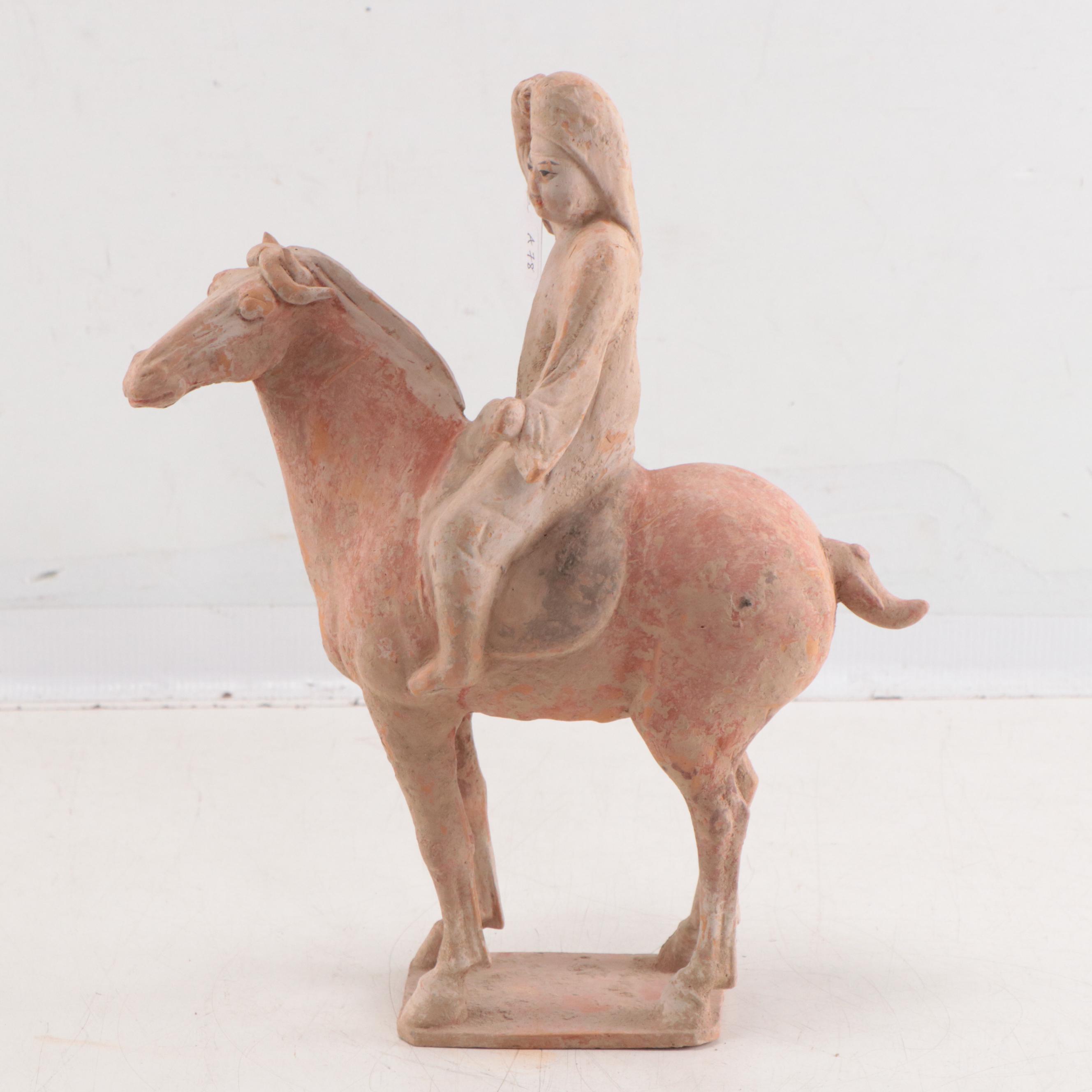 Chinese Ceramic Equestrian Figure, Tang Dynasty