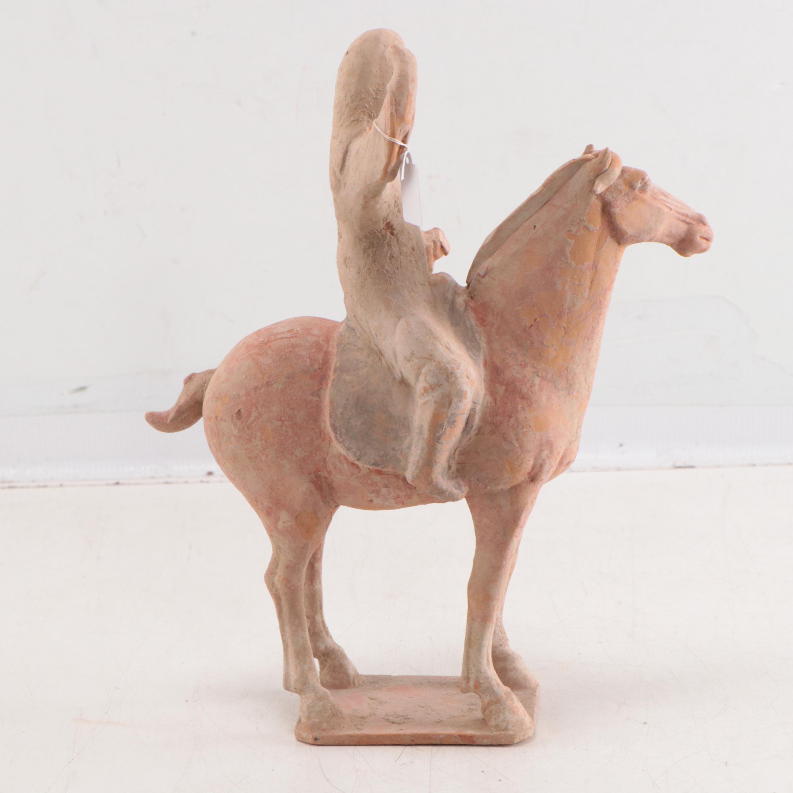 Chinese Ceramic Equestrian Figure, Tang Dynasty