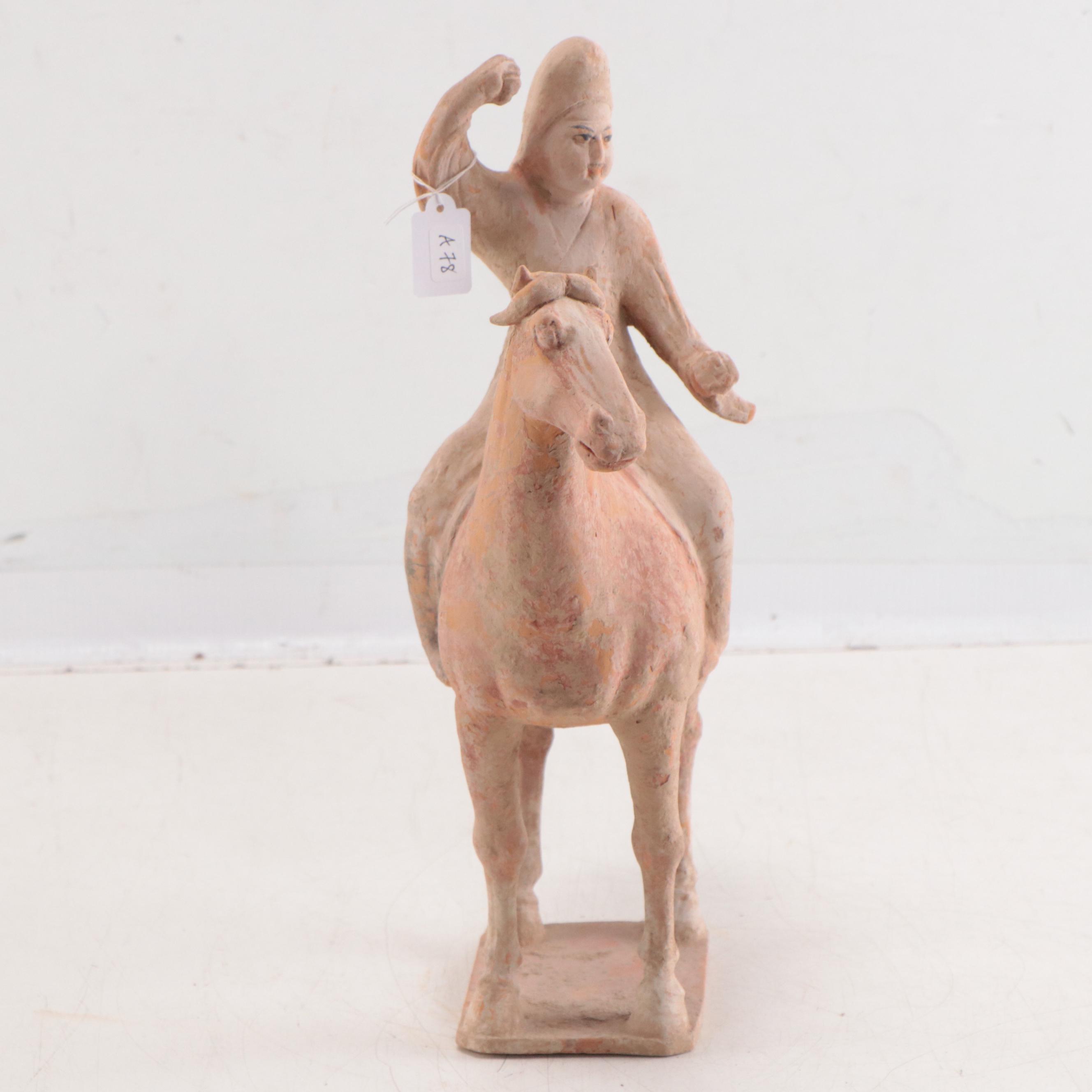 Chinese Ceramic Equestrian Figure, Tang Dynasty