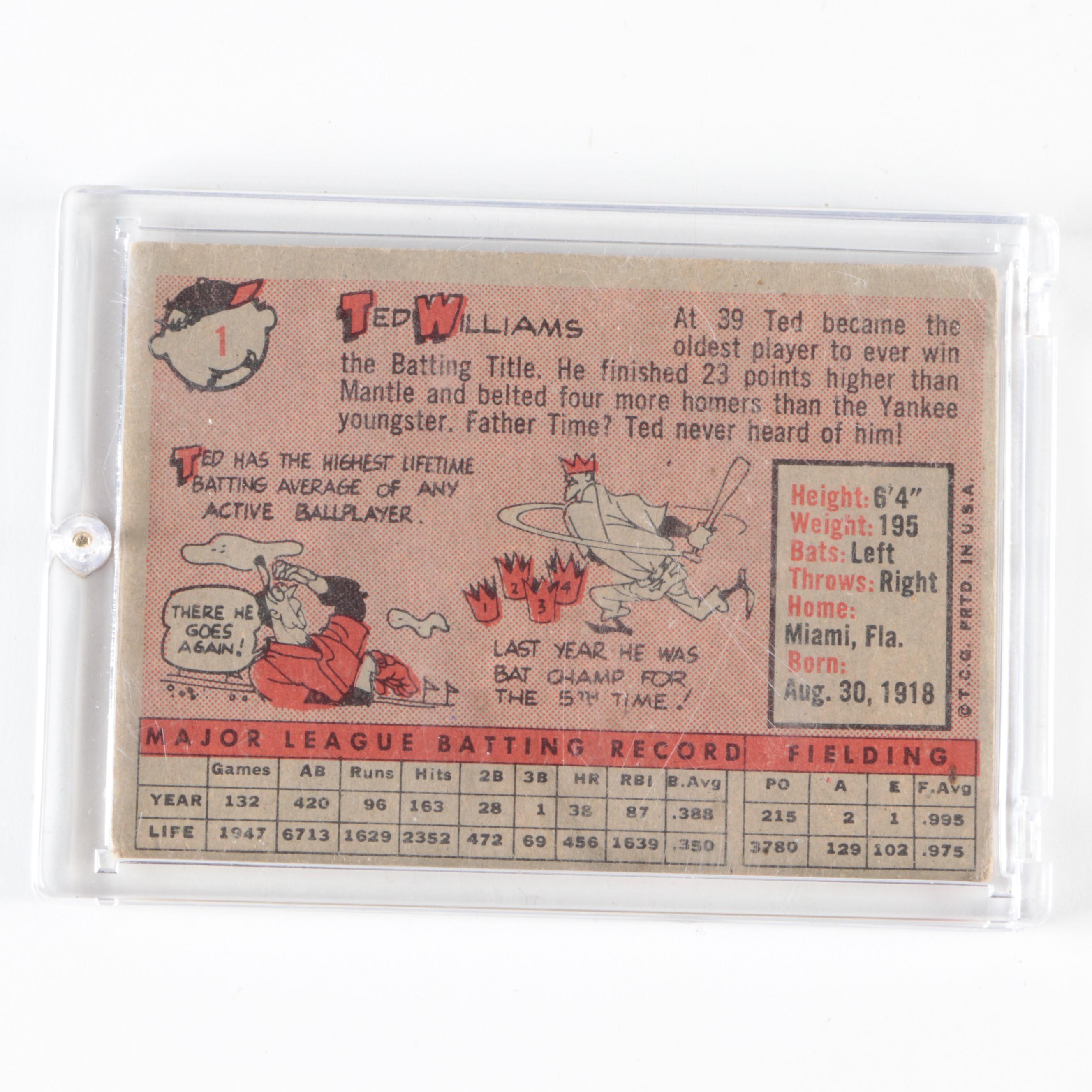 1958 and 1959 Topps Ted Williams and Willie Mays Baseball Cards
