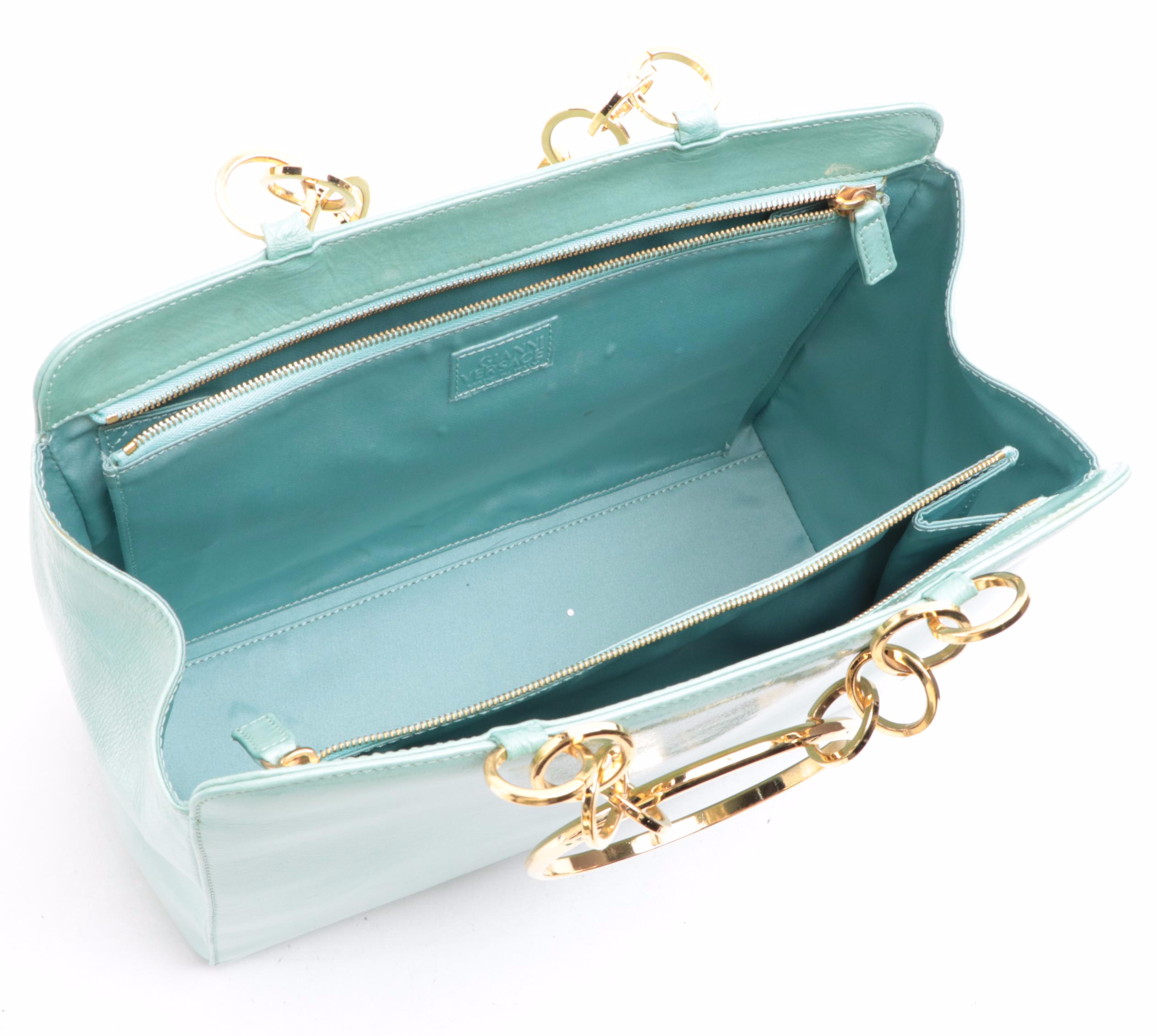 Versace Circular Chain Handbag in Patent Leather