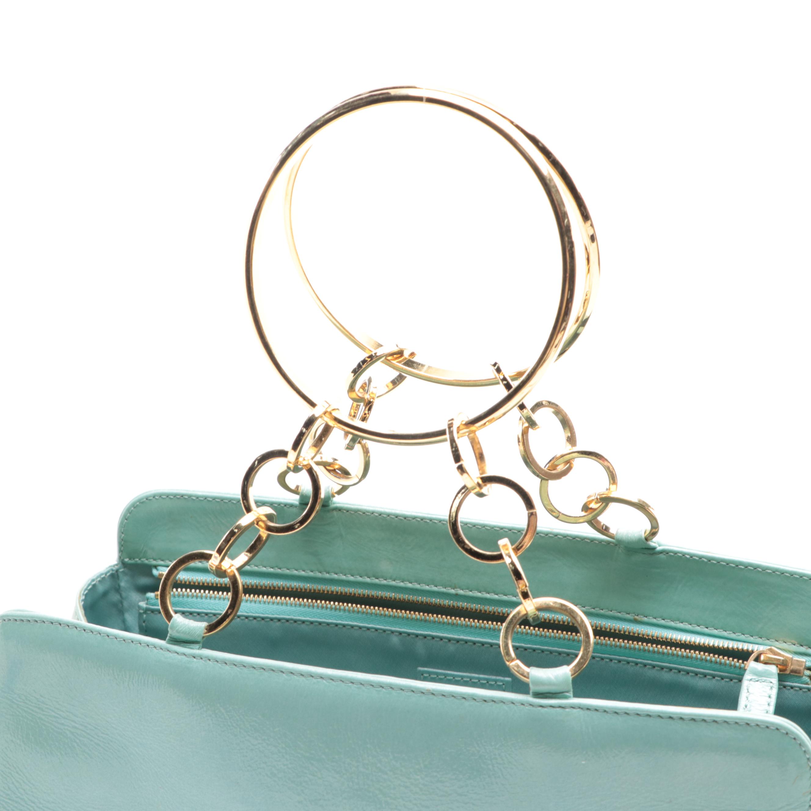 Versace Circular Chain Handbag in Patent Leather