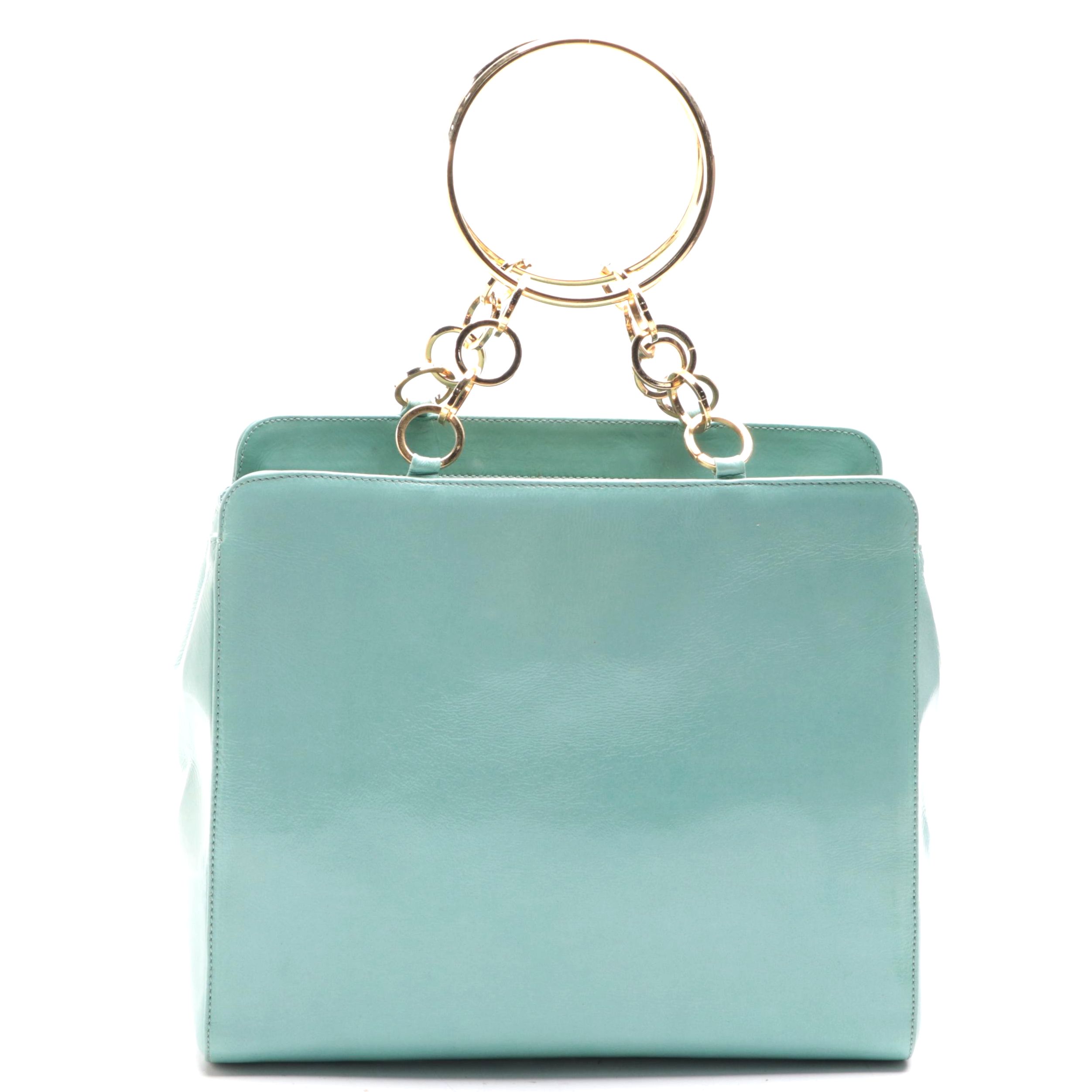 Versace Circular Chain Handbag in Patent Leather