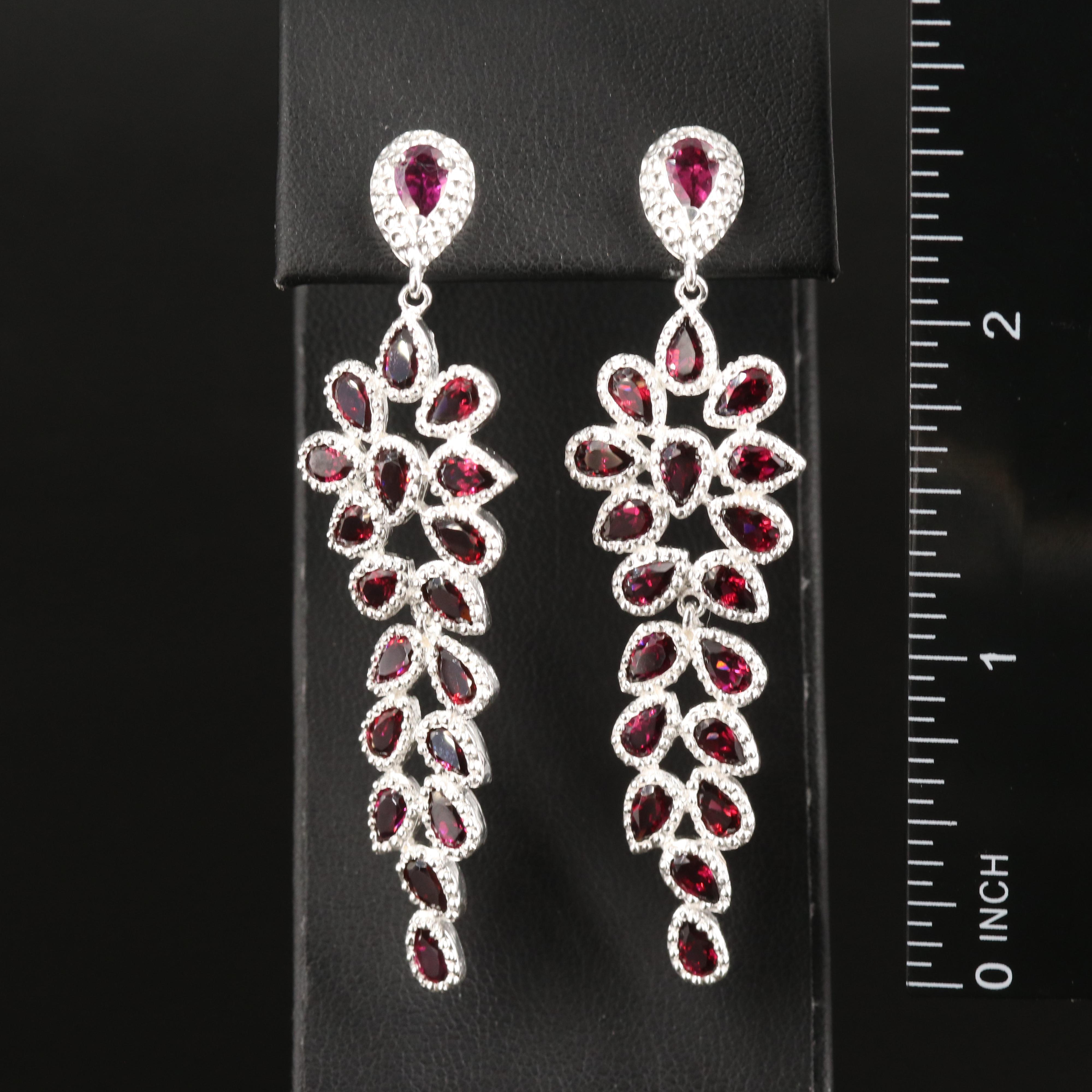 Sterling Garnet Trailed Earrings