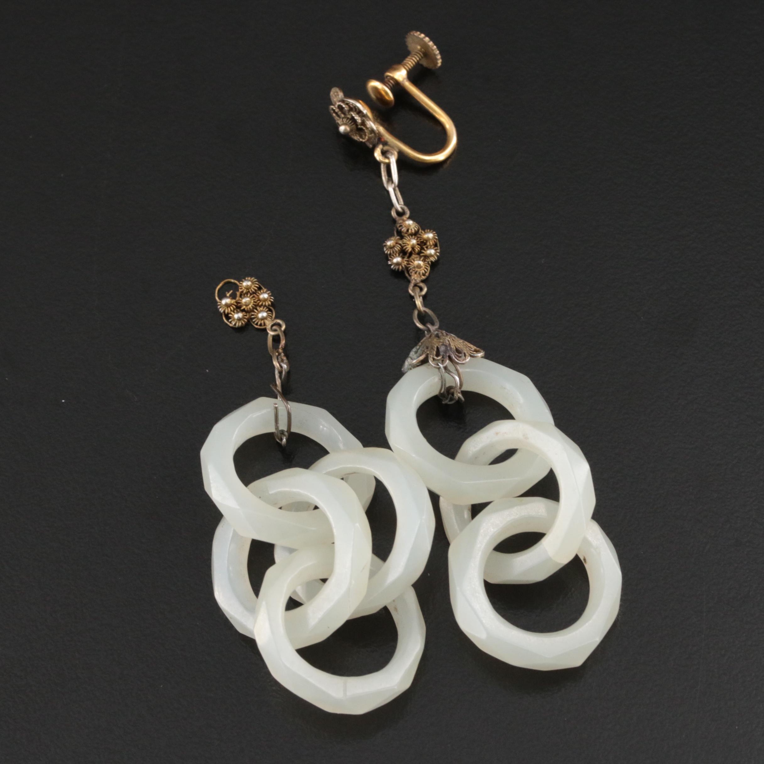 Jadeite and Serpentine Jewelry Including 14K