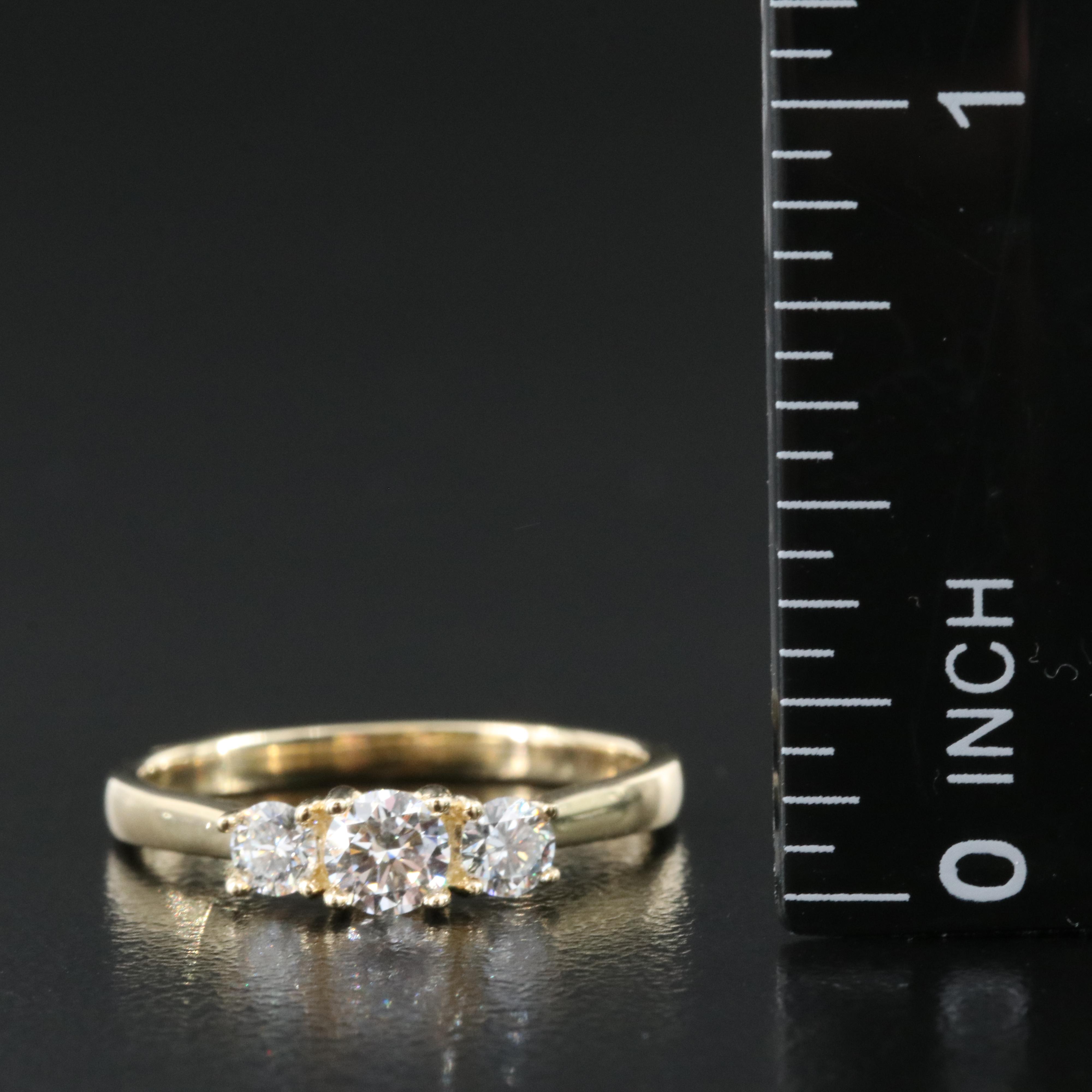 14K 0.47 CTW Lab Grown Diamond Three Stone Ring with IGI Report