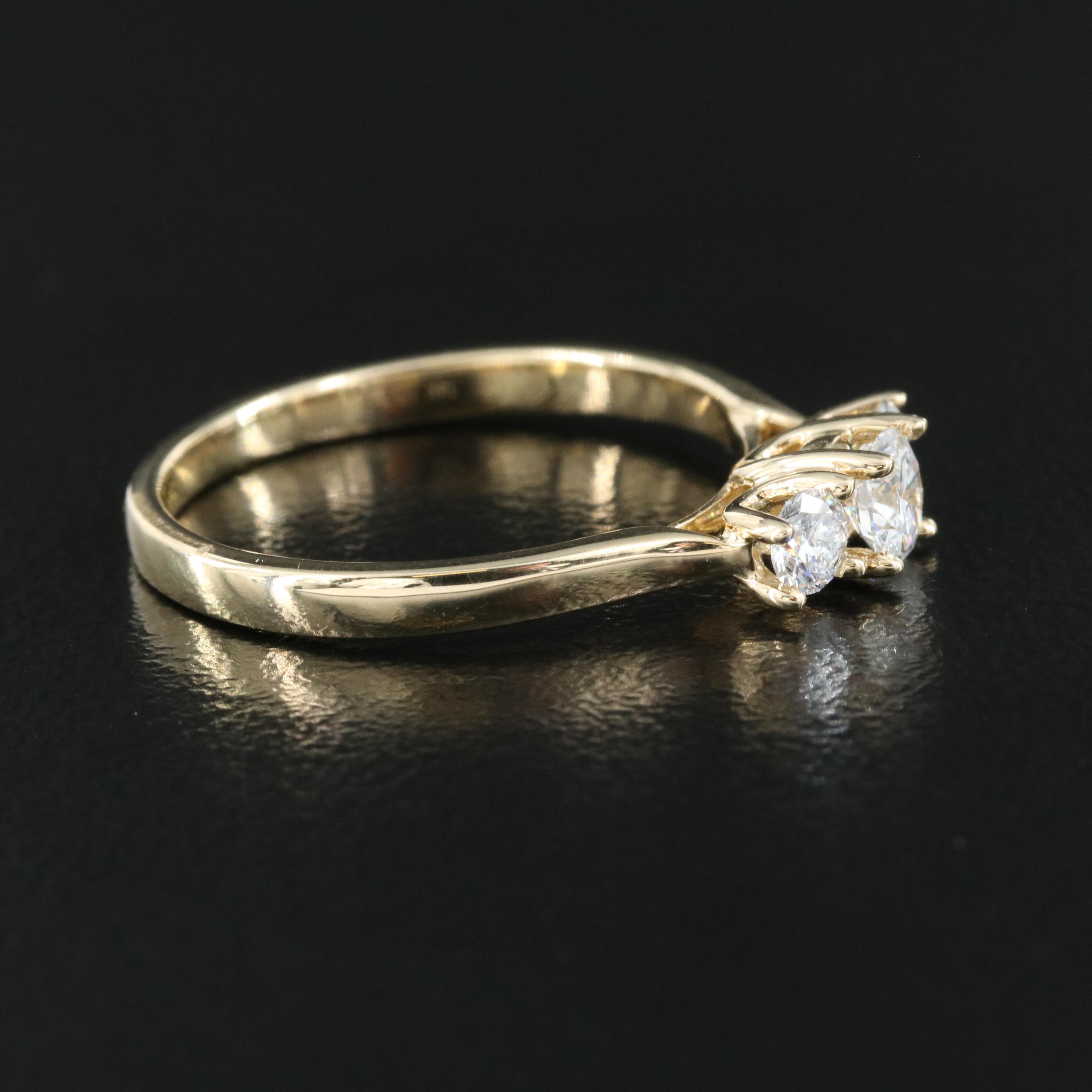 14K 0.47 CTW Lab Grown Diamond Three Stone Ring with IGI Report