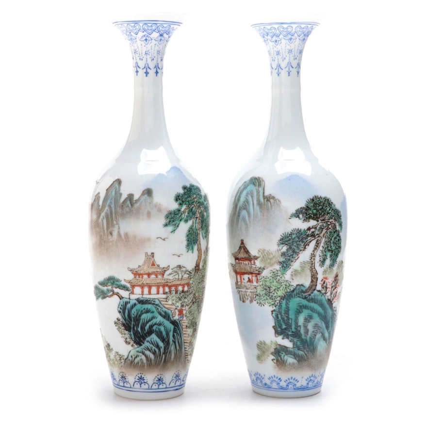 Chinese Porcelain Vases in Silk Boxes