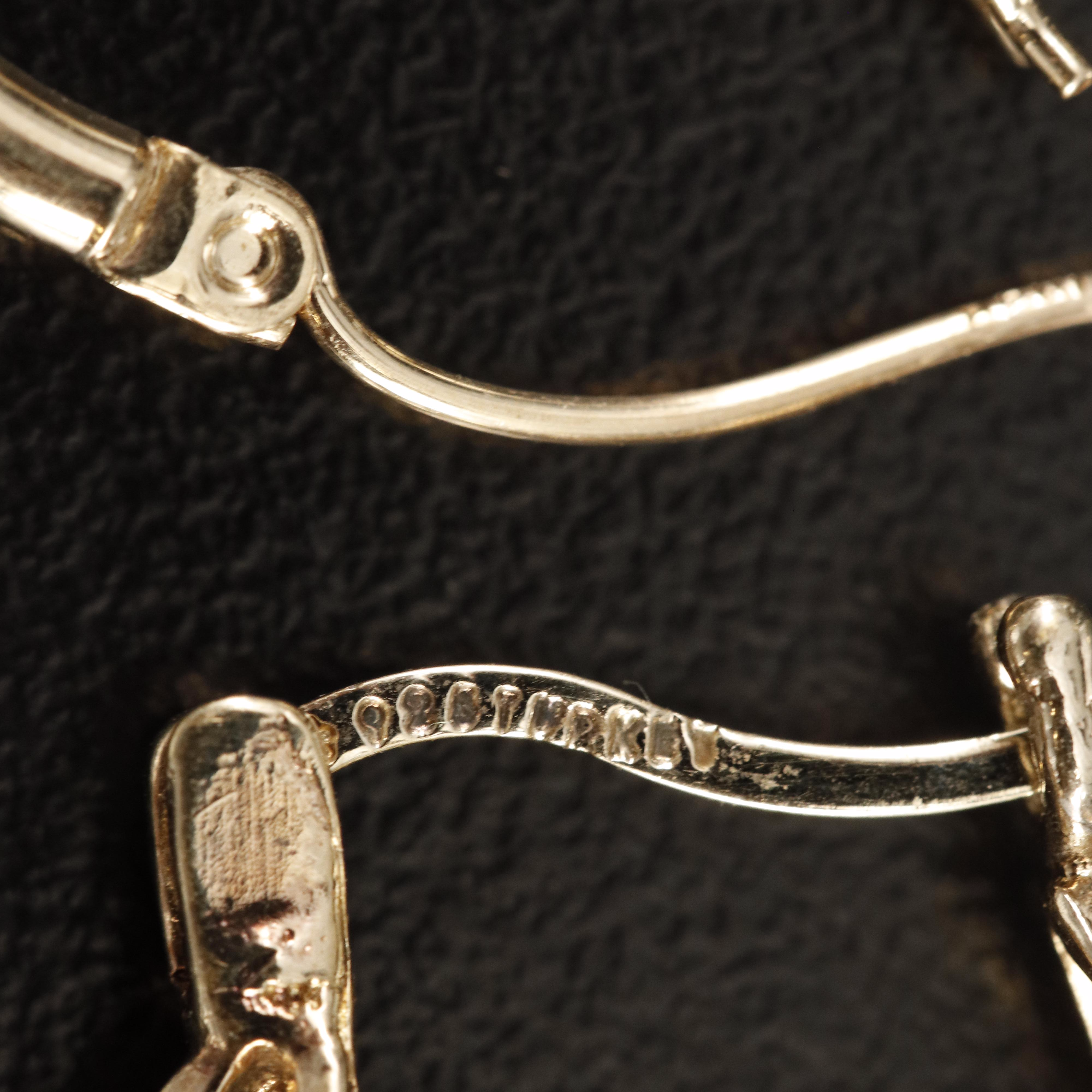 14K Dolphin Hoop Earrings and Sterling Filigree Hoop Earrings