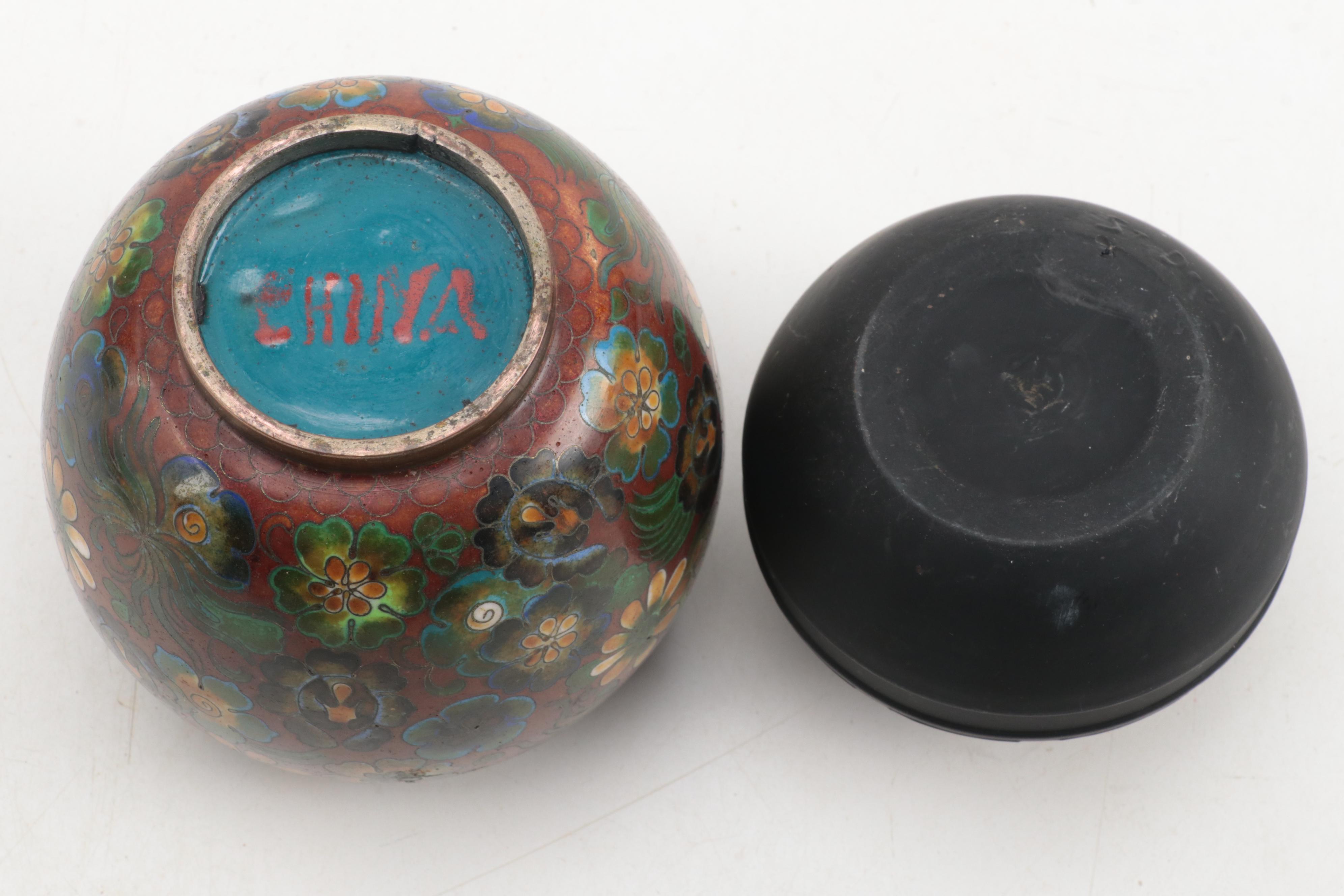 Chinese Cloisonné Ginger Jar and Box with Other Art Deco Style Jar
