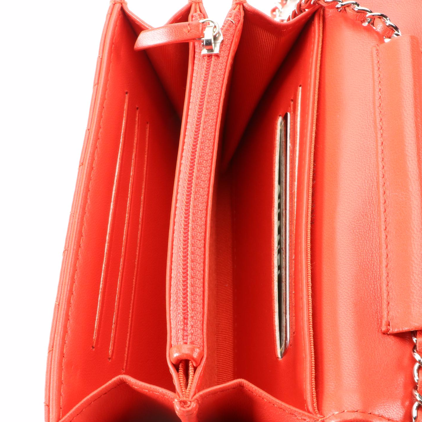 Chanel Flap Bag WOC in Red Quilted Lambskin Leather