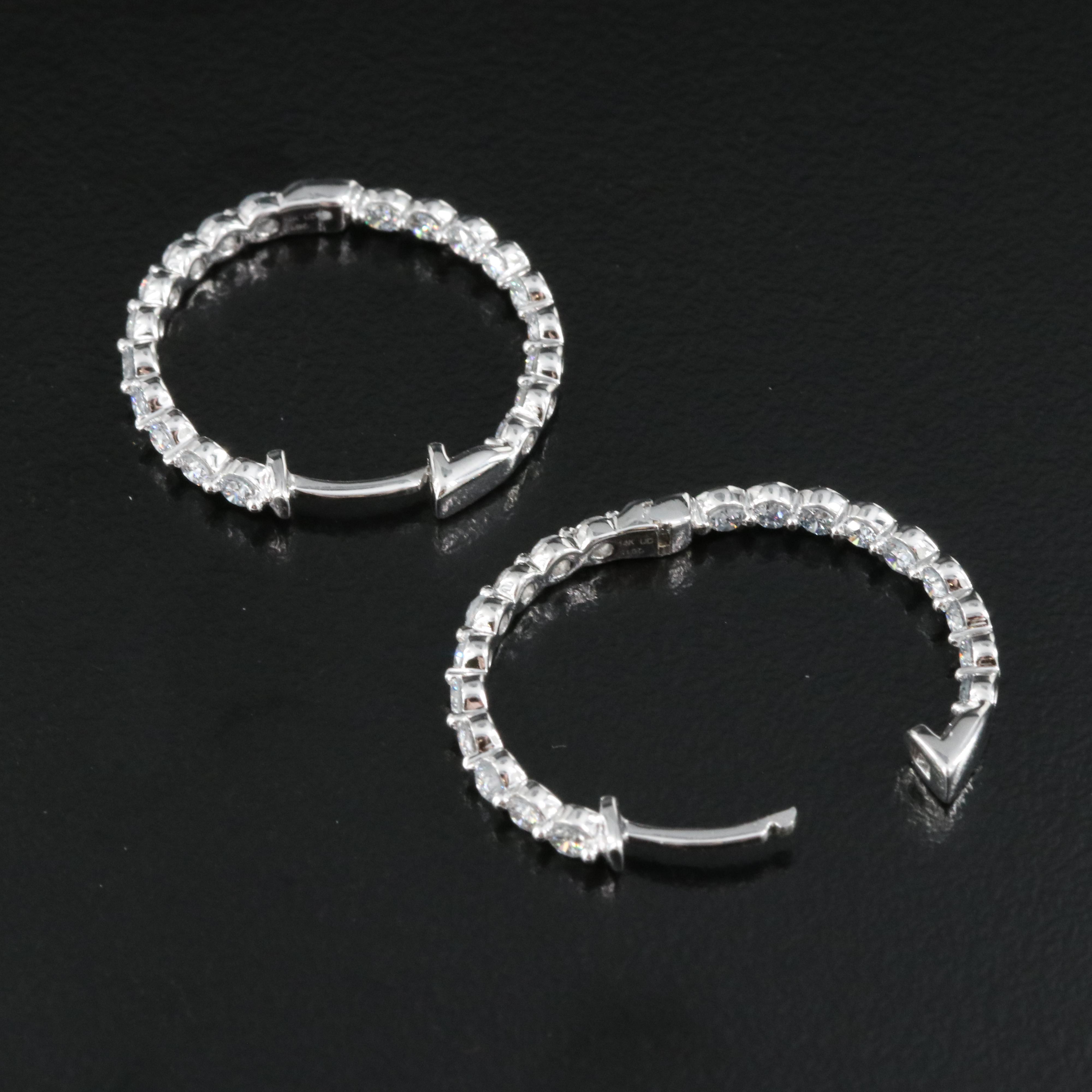 14K 1.00 CTW Lab Grown Diamond Inside-Out Hoop Earrings with IGI Report