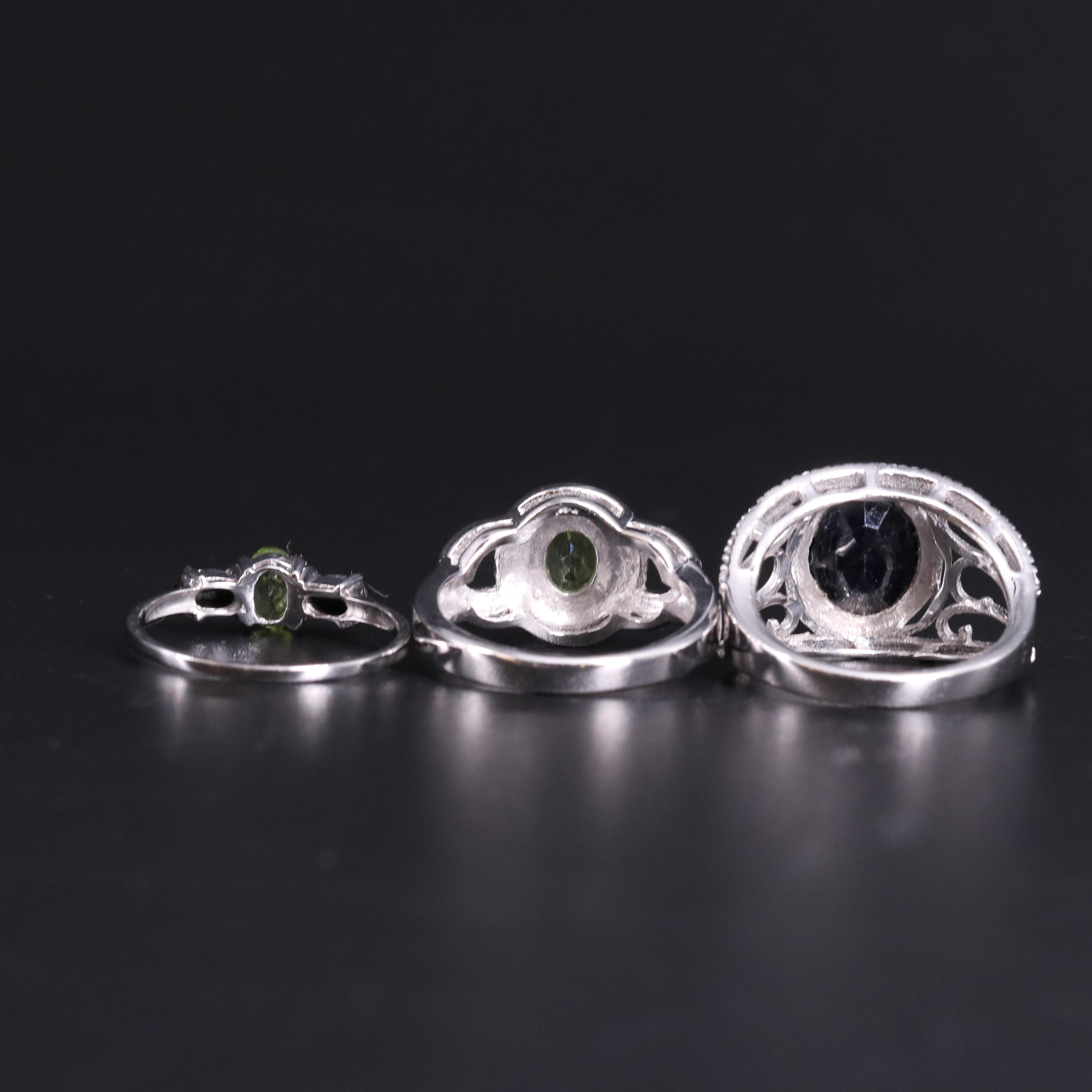 Assortment of Sterling Silver Gemstone Rings