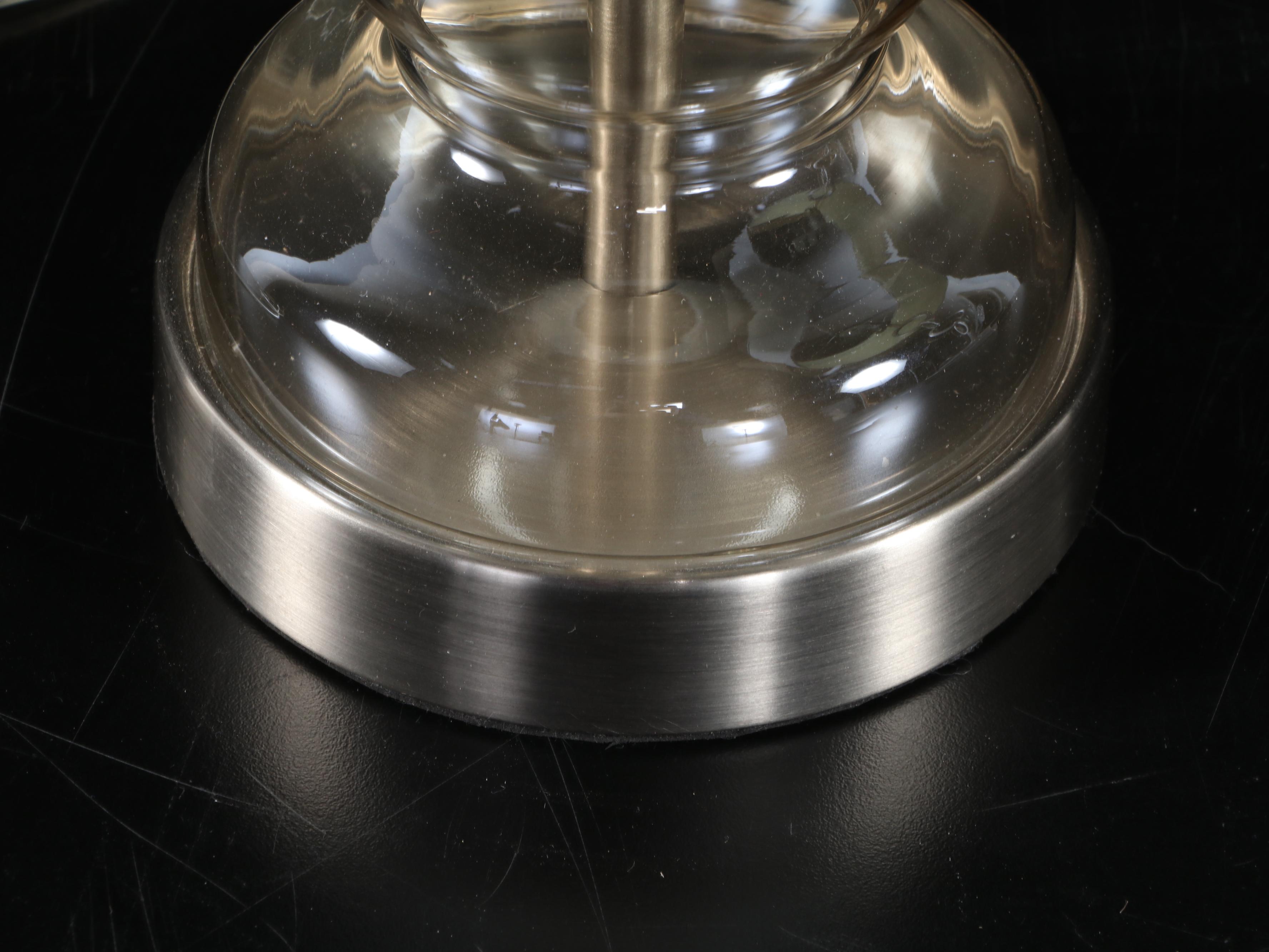 Crate & Barrel "Axiom" Brushed Metal Table Lamp with Other Table Lamp