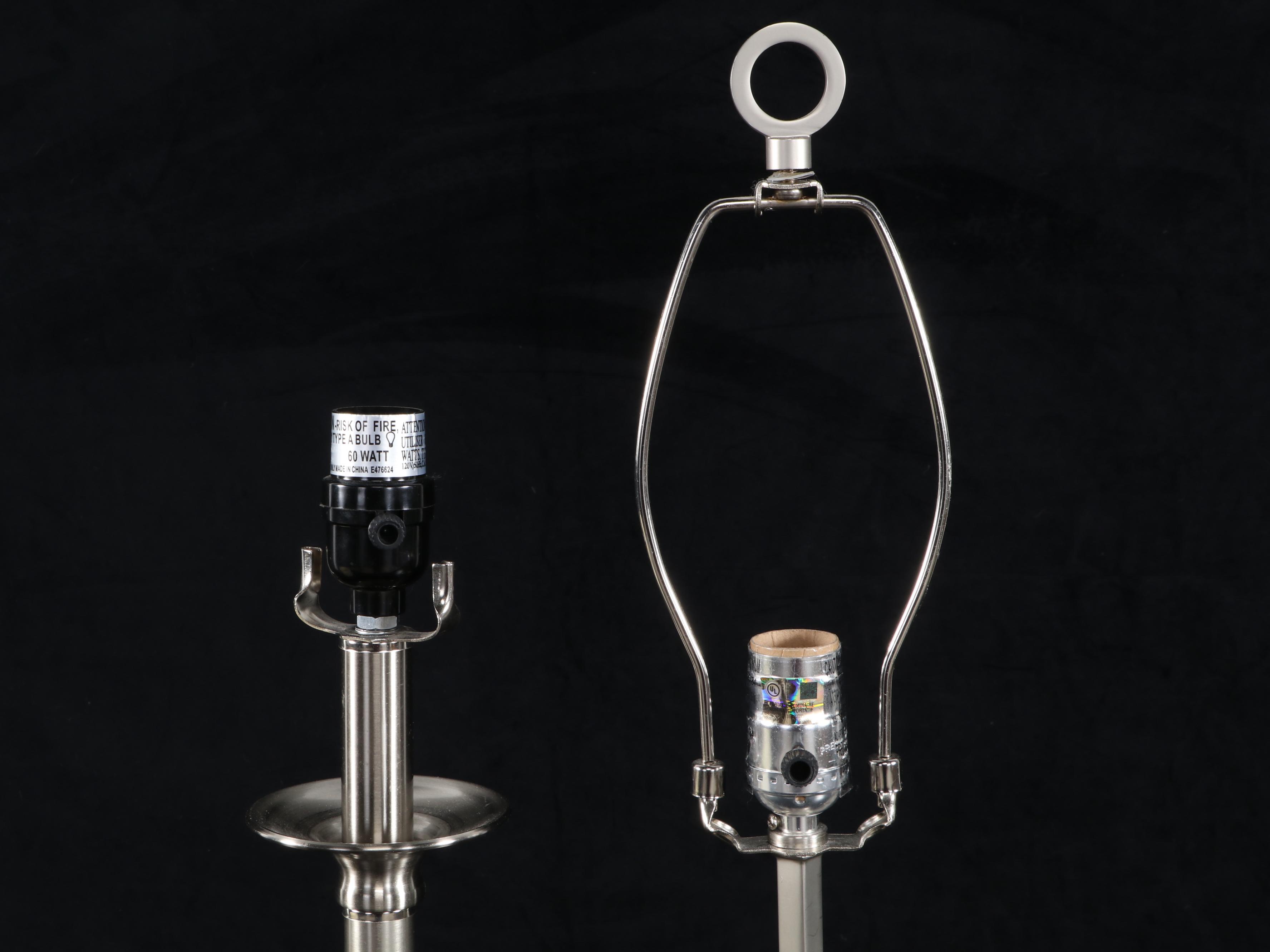 Crate & Barrel "Axiom" Brushed Metal Table Lamp with Other Table Lamp