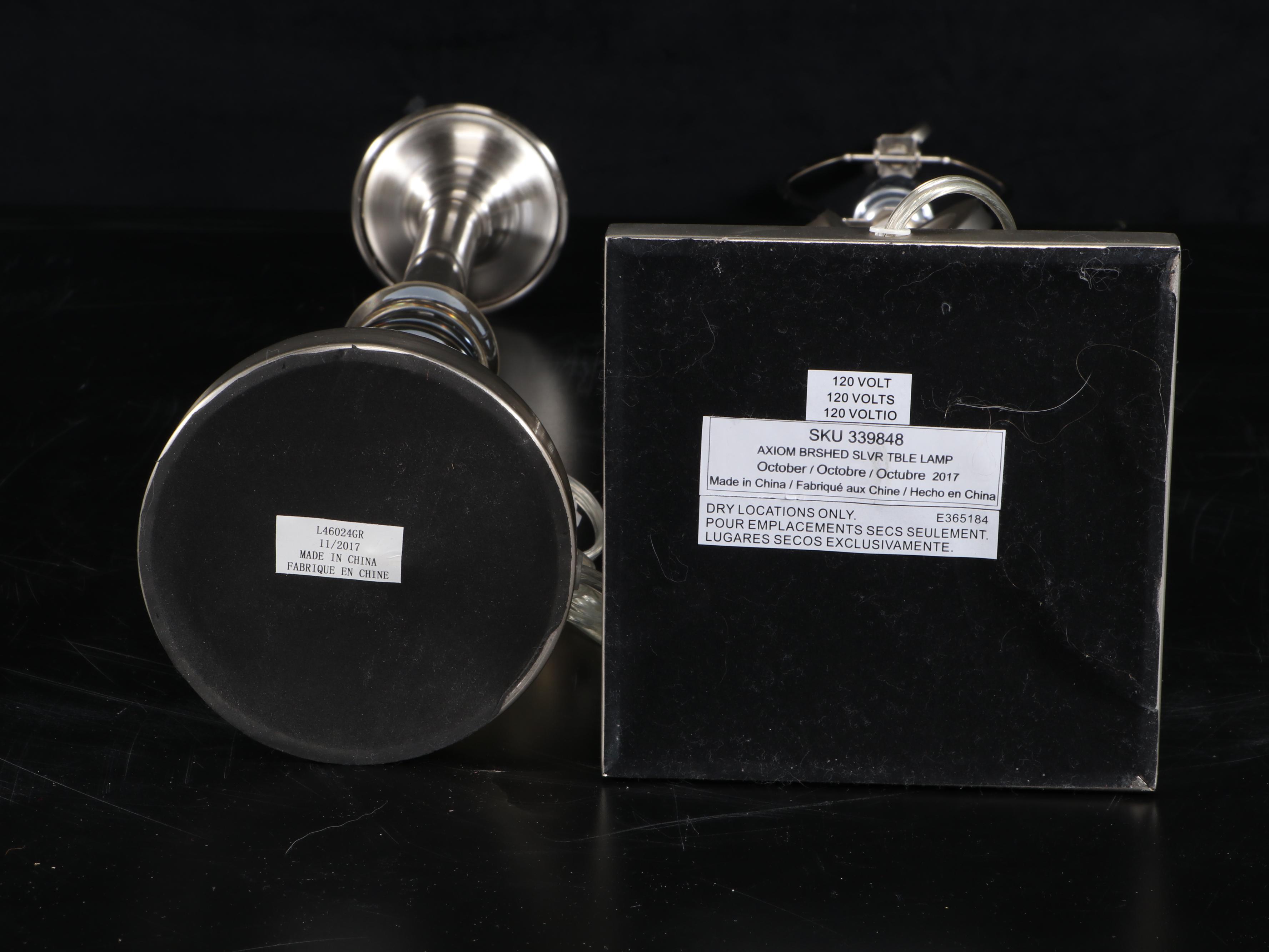 Crate & Barrel "Axiom" Brushed Metal Table Lamp with Other Table Lamp