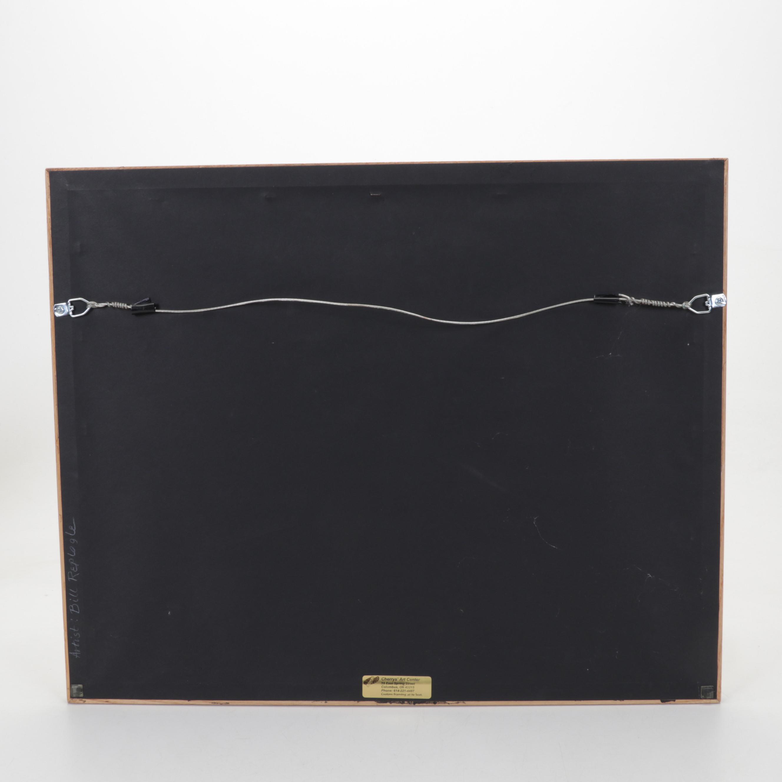 Bill Replogle Acrylic Painting of Abstracted Household, Circa 1990