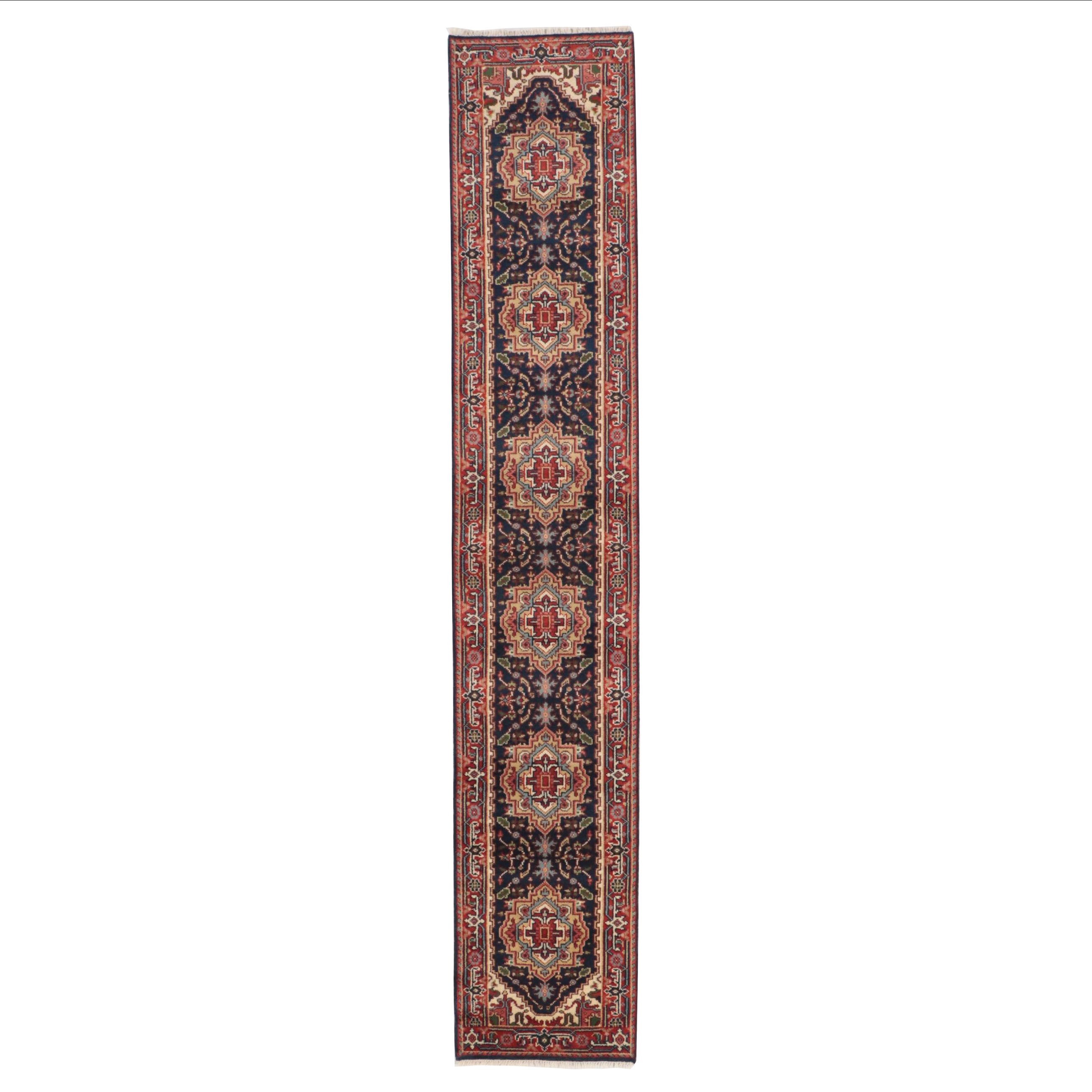 2'5 x 13'8 Hand-Knotted Indo-Persian Heriz Serpai Carpet Runner