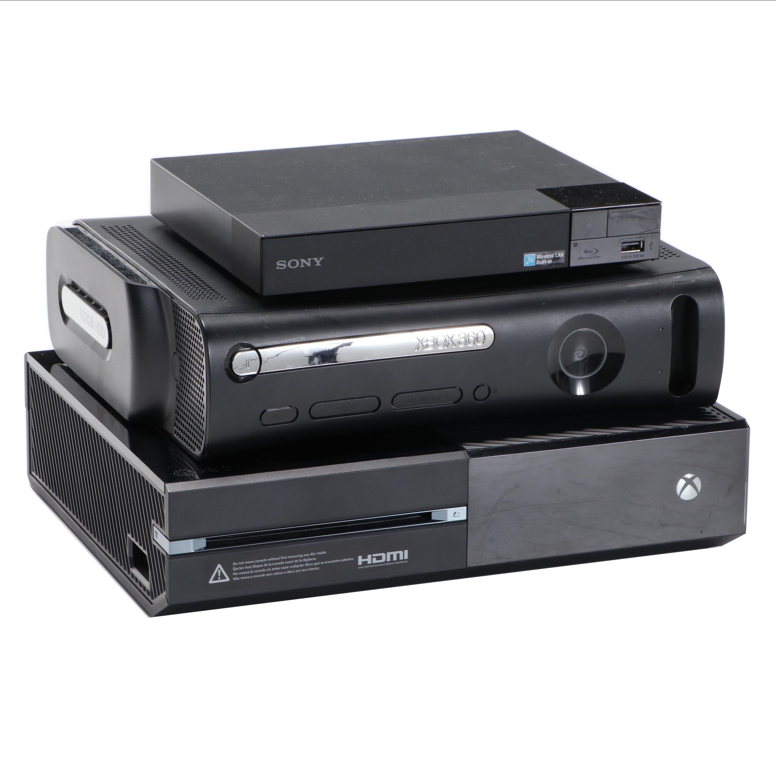 Microsoft Xbox One and Xbox 360 with Sony BDP-S3500 Blu-Ray Player