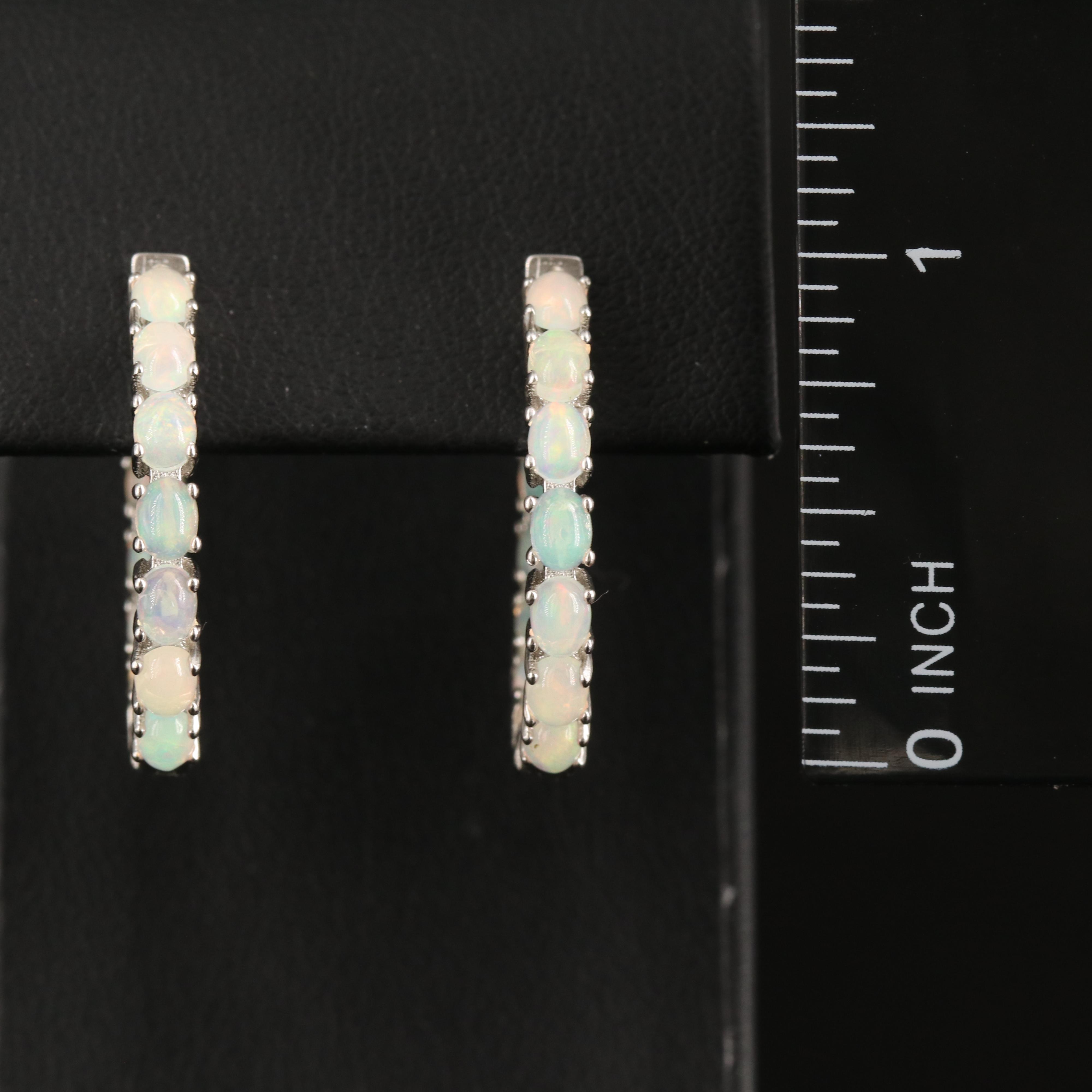 Sterling Opal Inside-Out Hoop Earrings