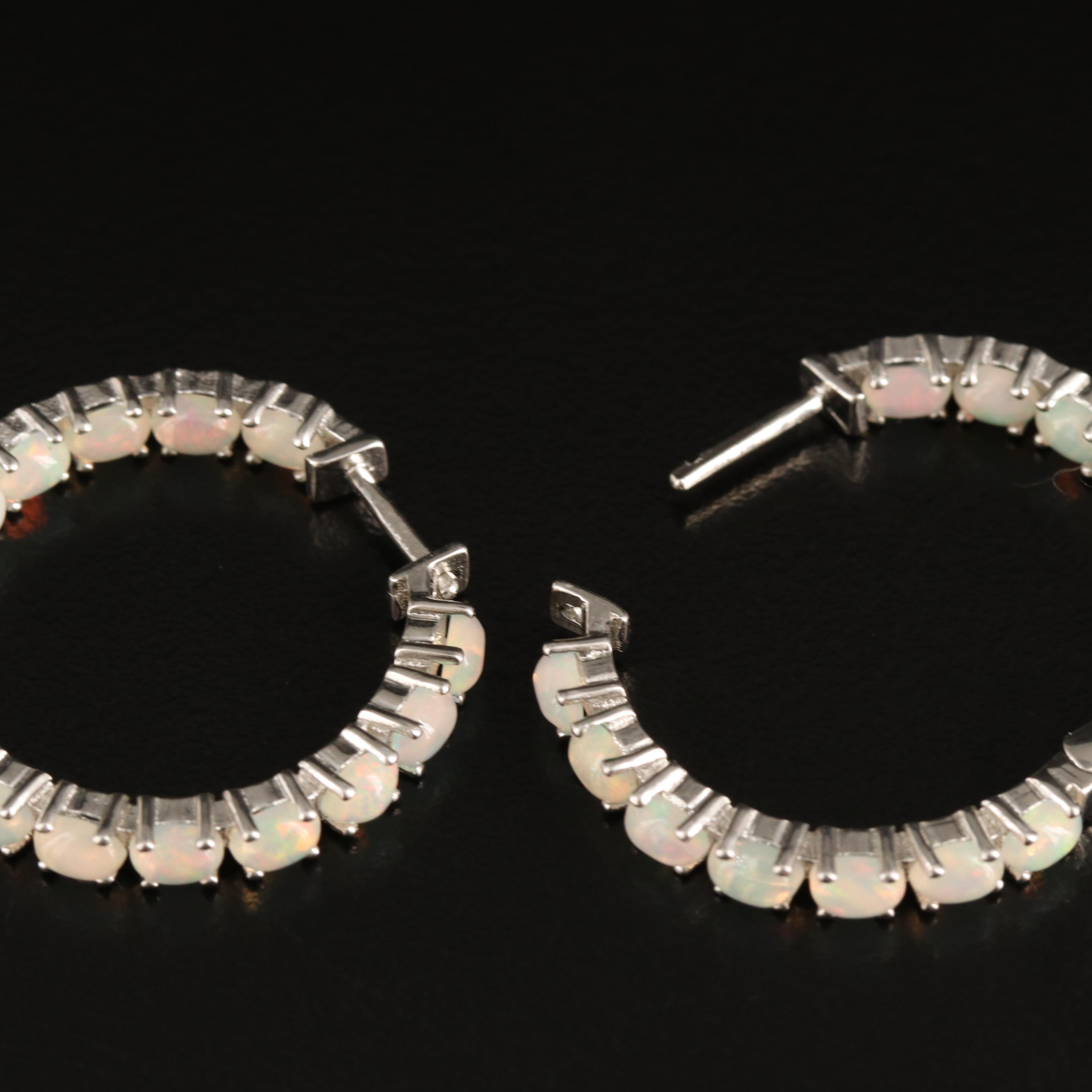 Sterling Opal Inside-Out Hoop Earrings