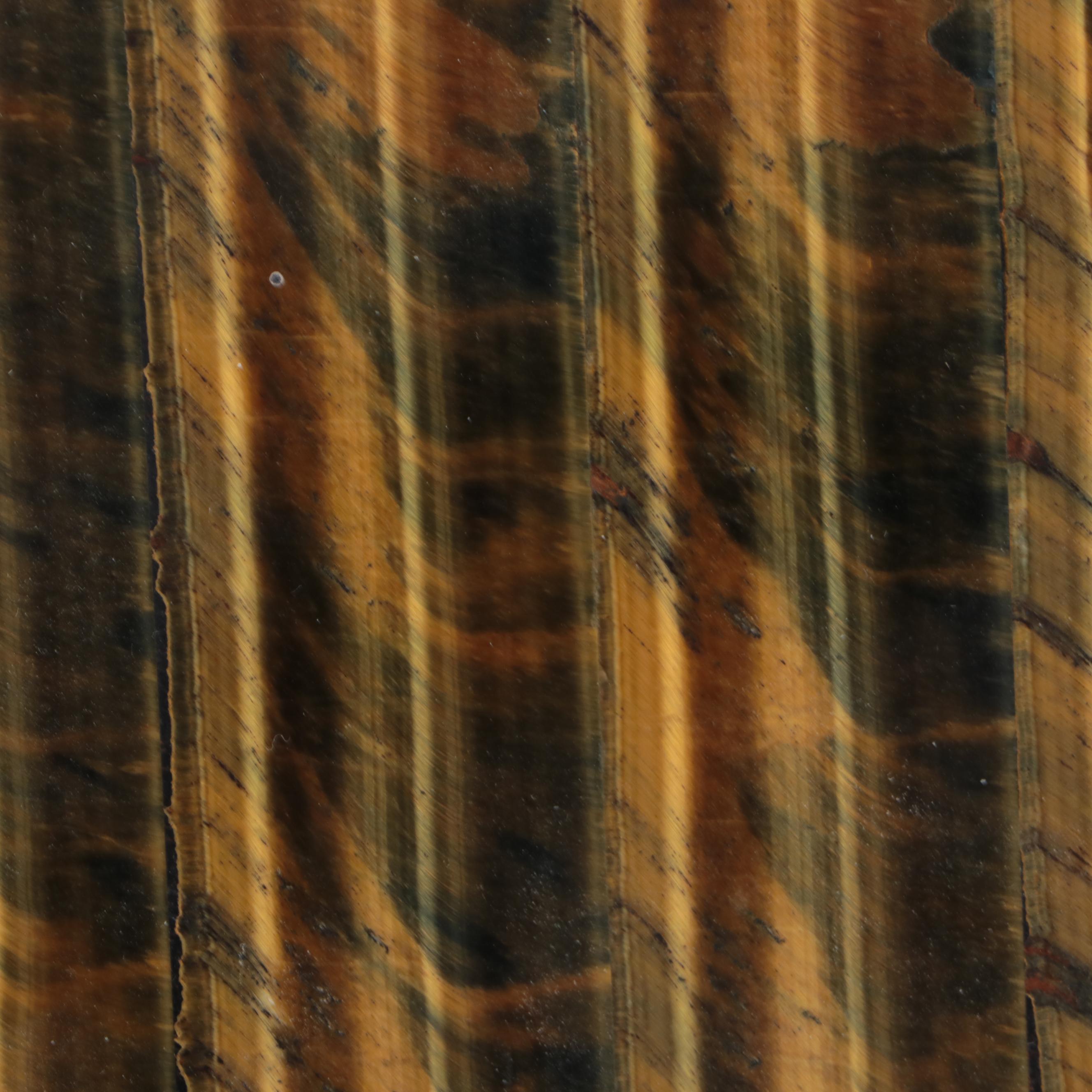 Tiger's Eye Stone Trinket Box and Carved Bear Figurine With Jasper Salmon