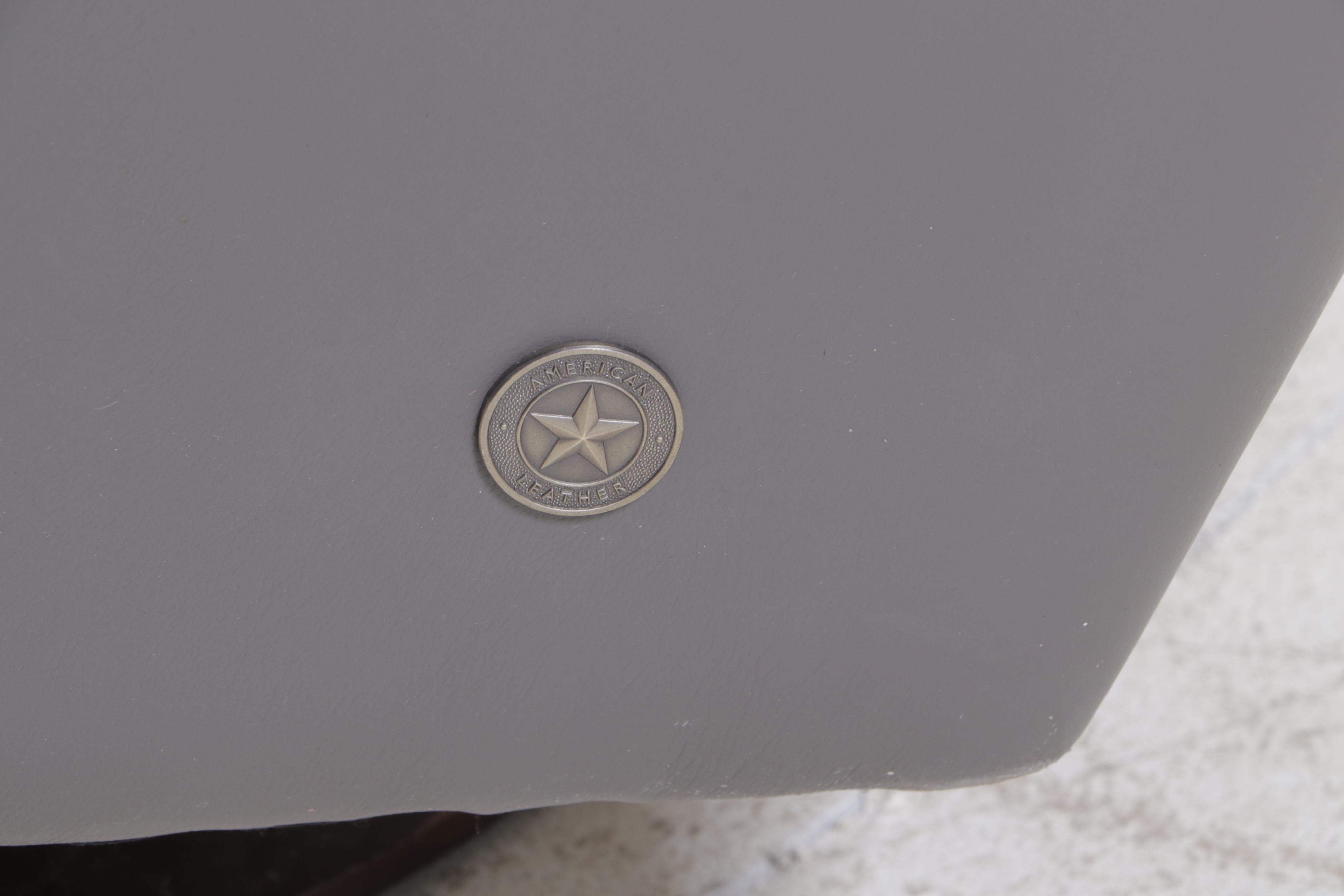 American Leather "Ada" Grey Leather Swiveling Power Recliner