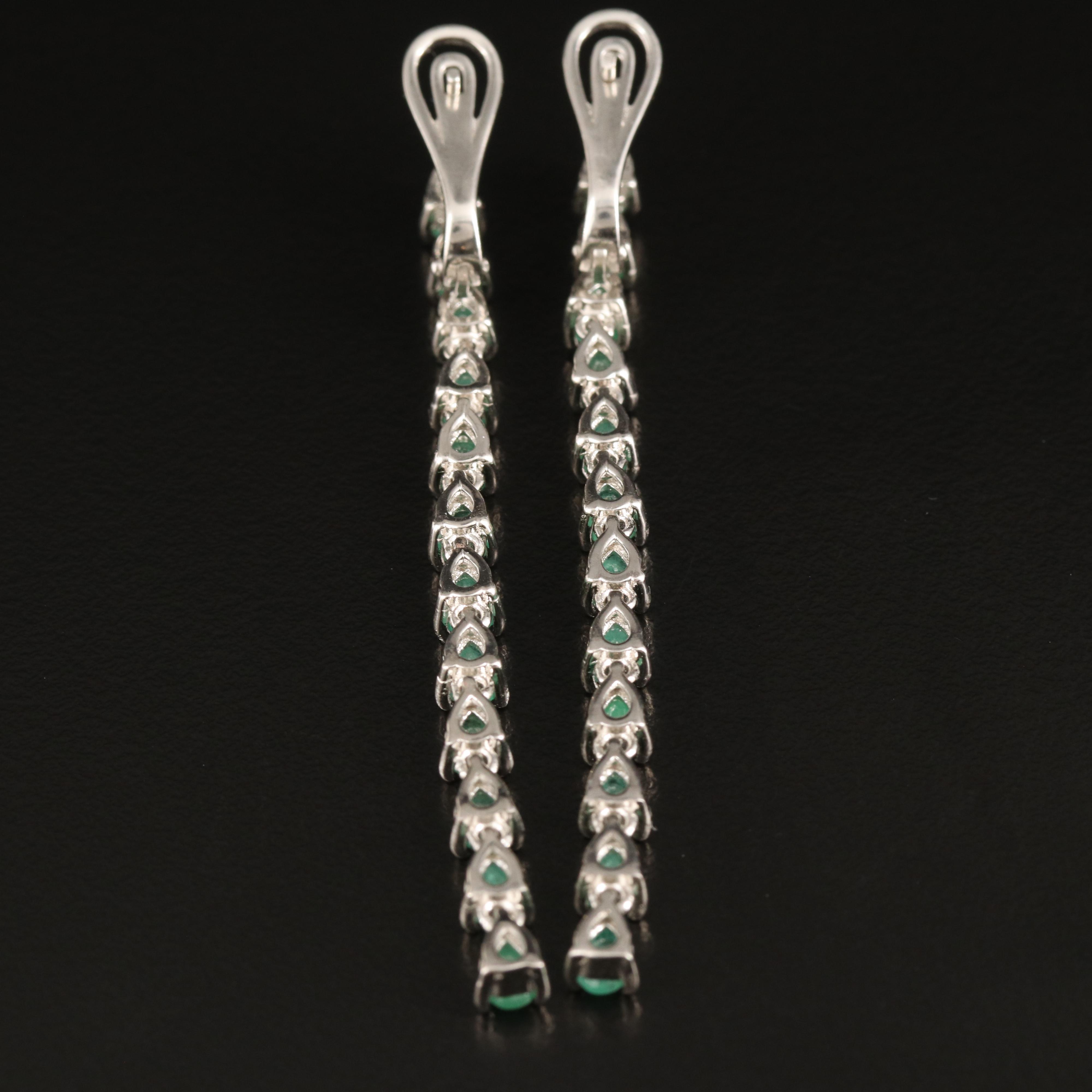 Sterling Emerald Line Earrings