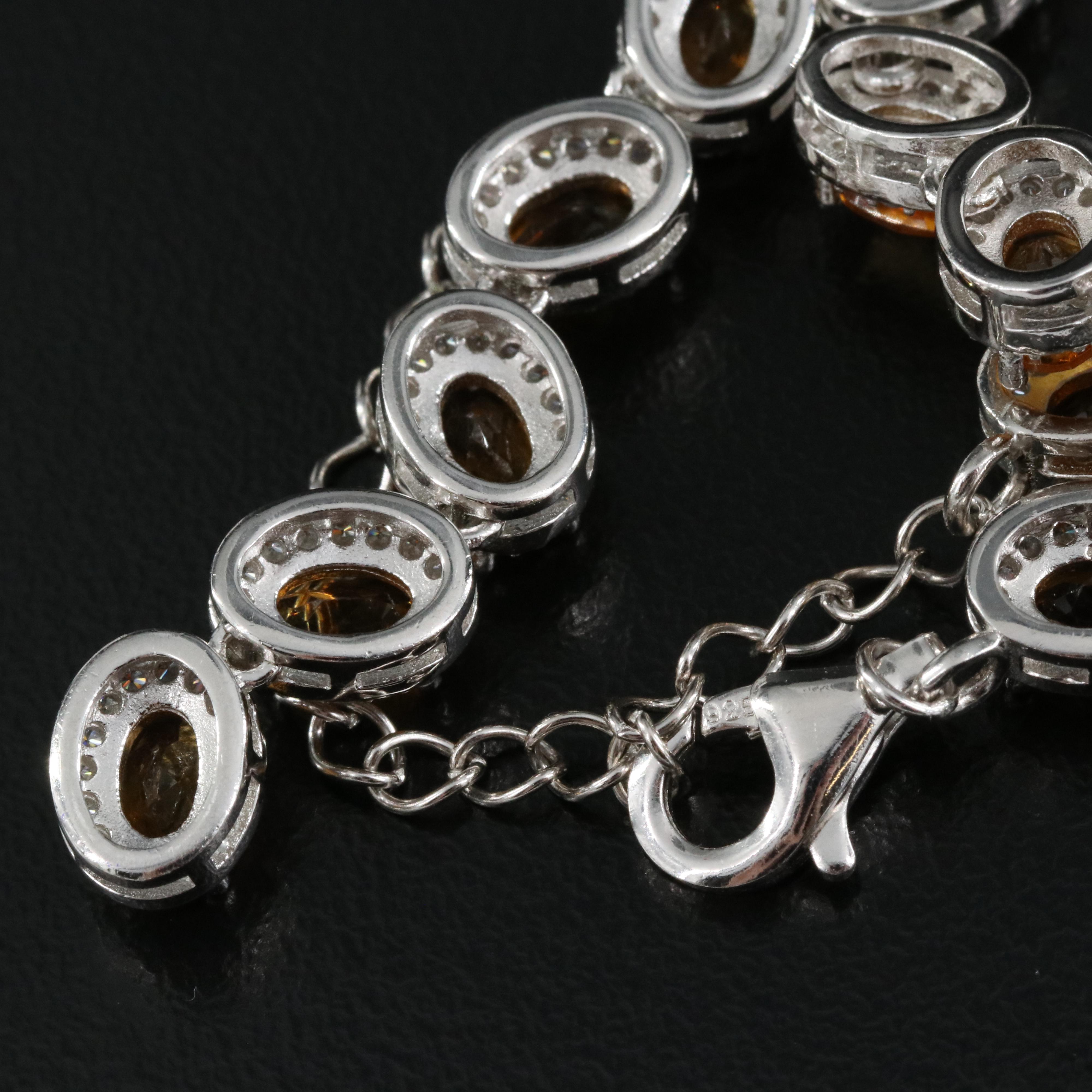 Sterling Silver Citrine and Cubic Zirconia Necklace