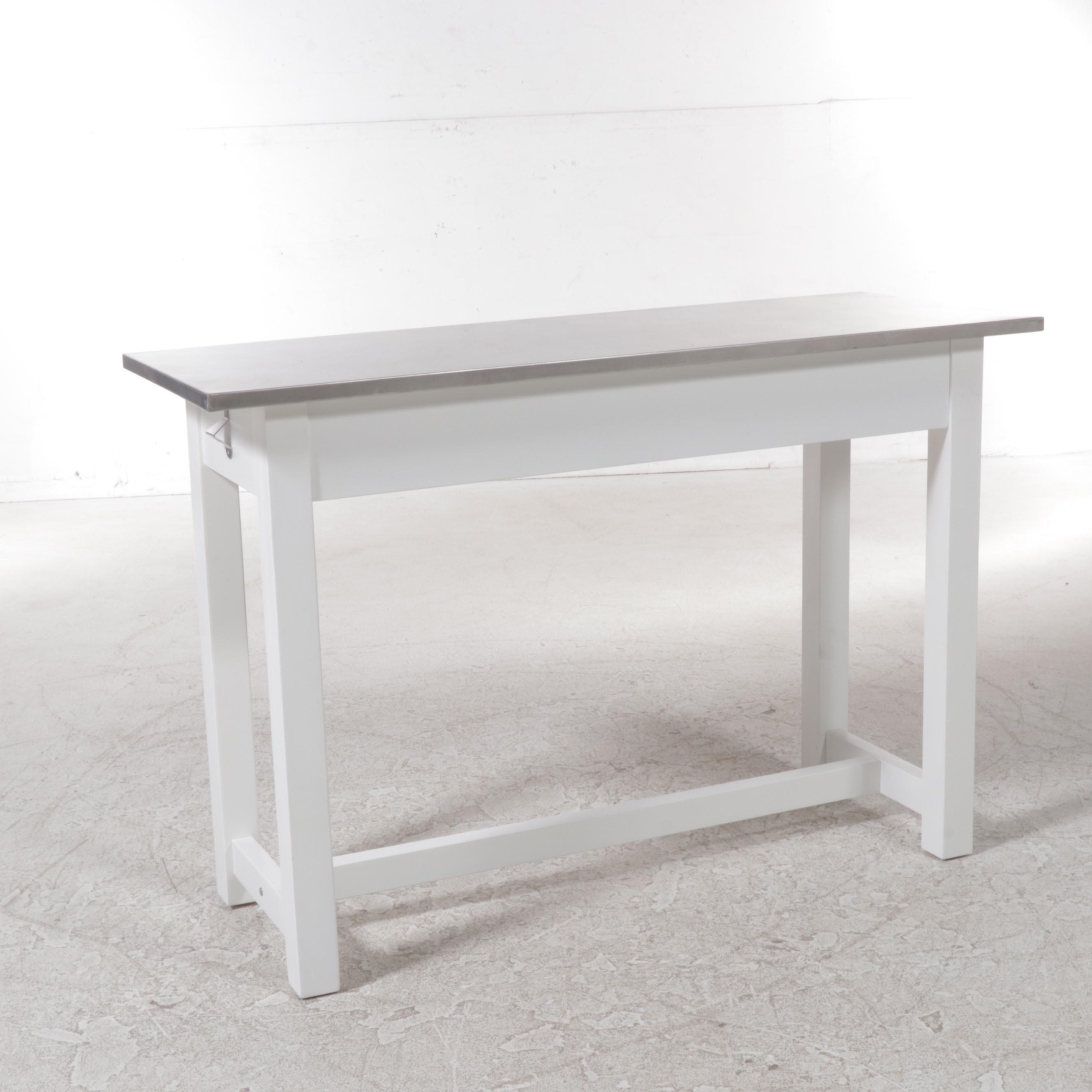 Three-Piece Pottery Barn "Balboa" White-Painted Counter-Height Dining Set