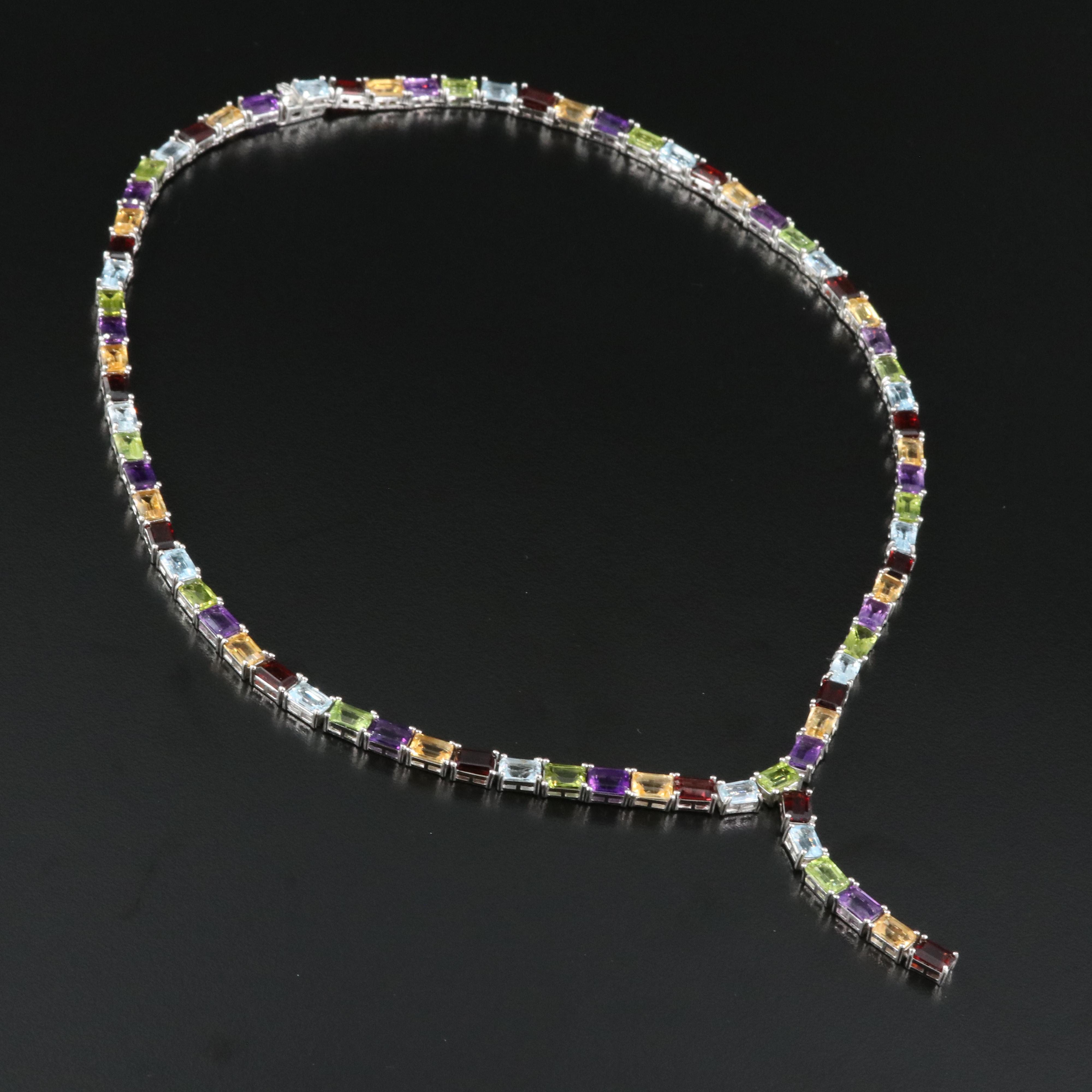 Sterling Silver Including Topaz, Amethyst and Garnet Necklace