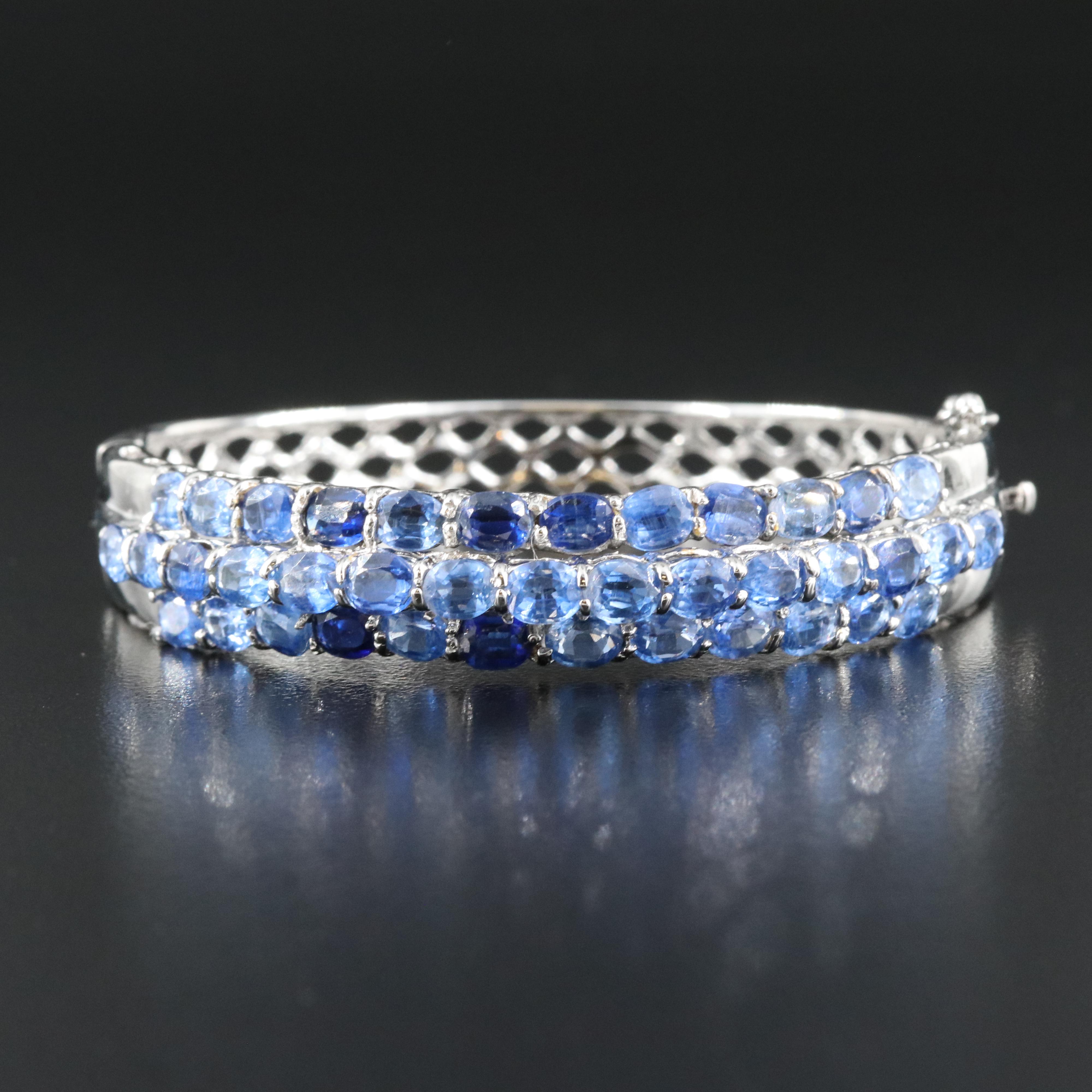 Sterling Kyanite Hinged Bangle