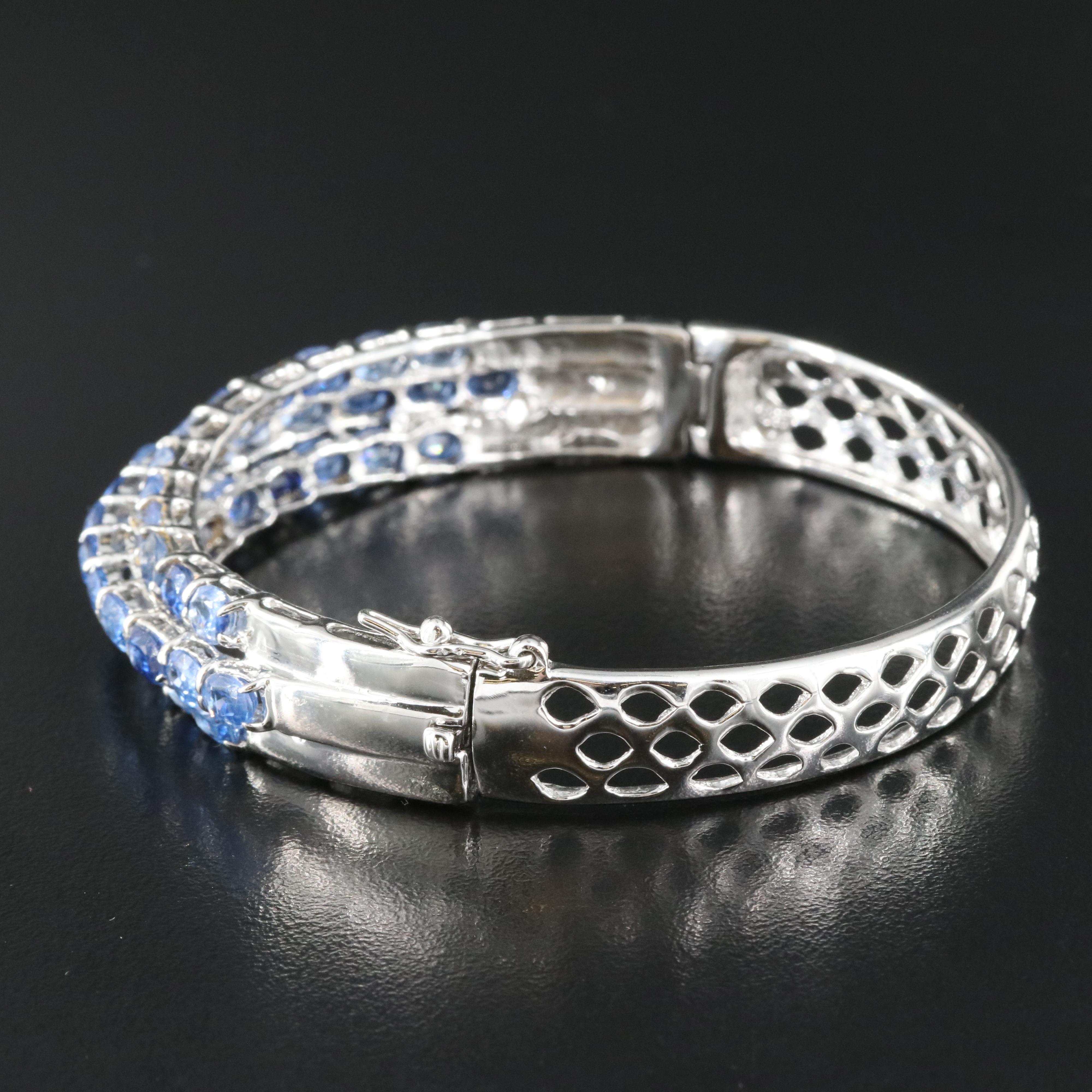 Sterling Kyanite Hinged Bangle