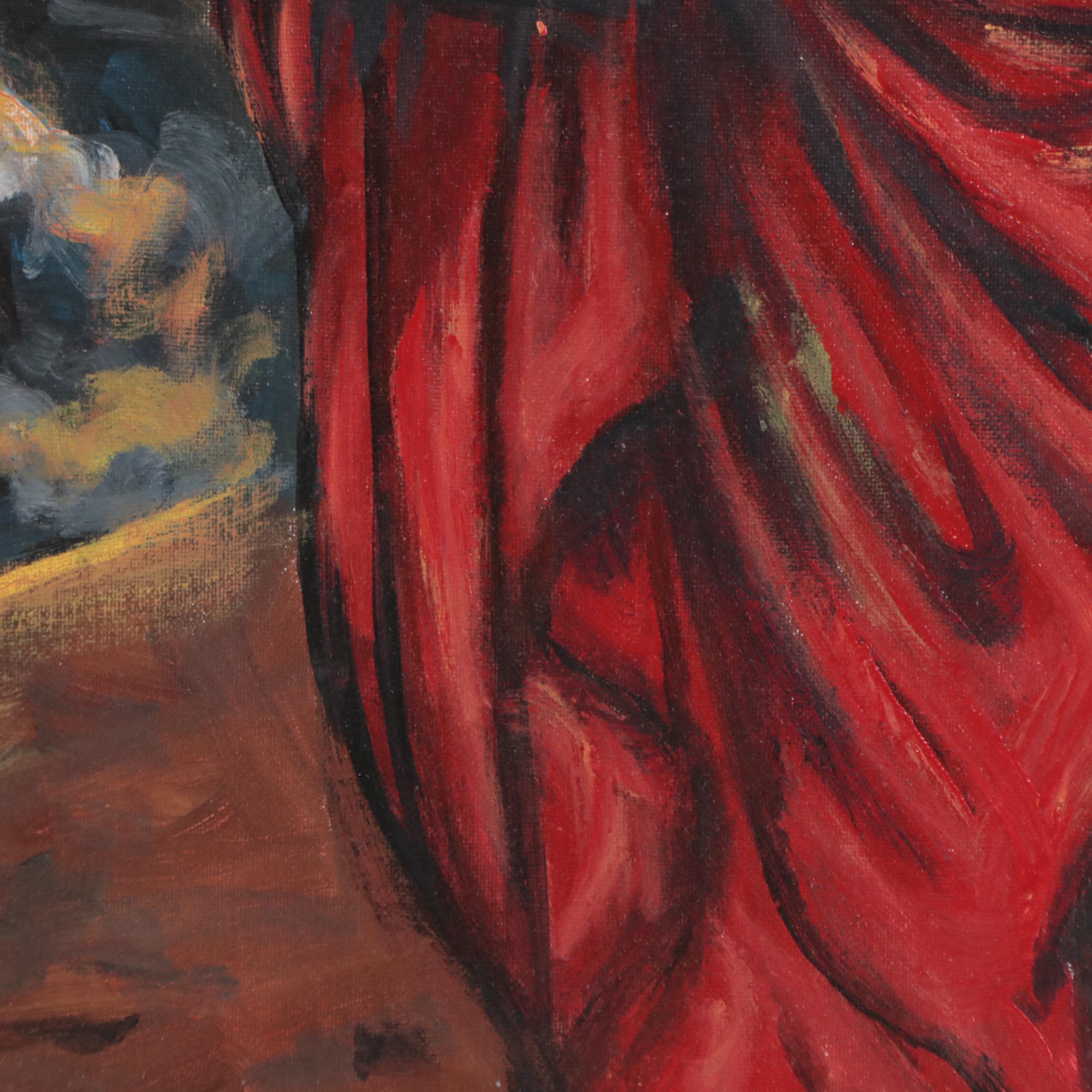 Biblical Inspired Oil Painting of Moses and the Ten Commandments