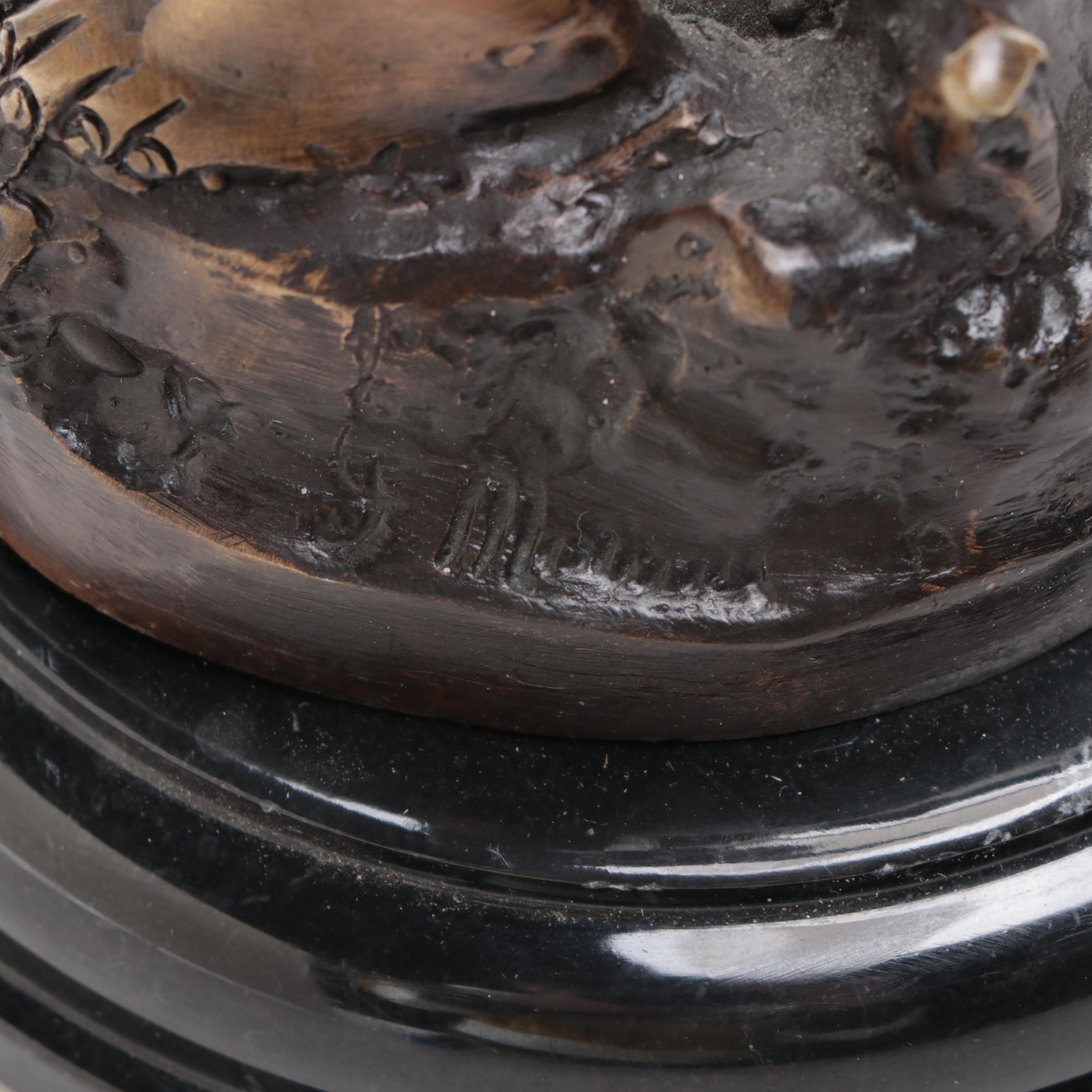 French Cast Bronze Cherub Card Holder Figures After F. Moreau