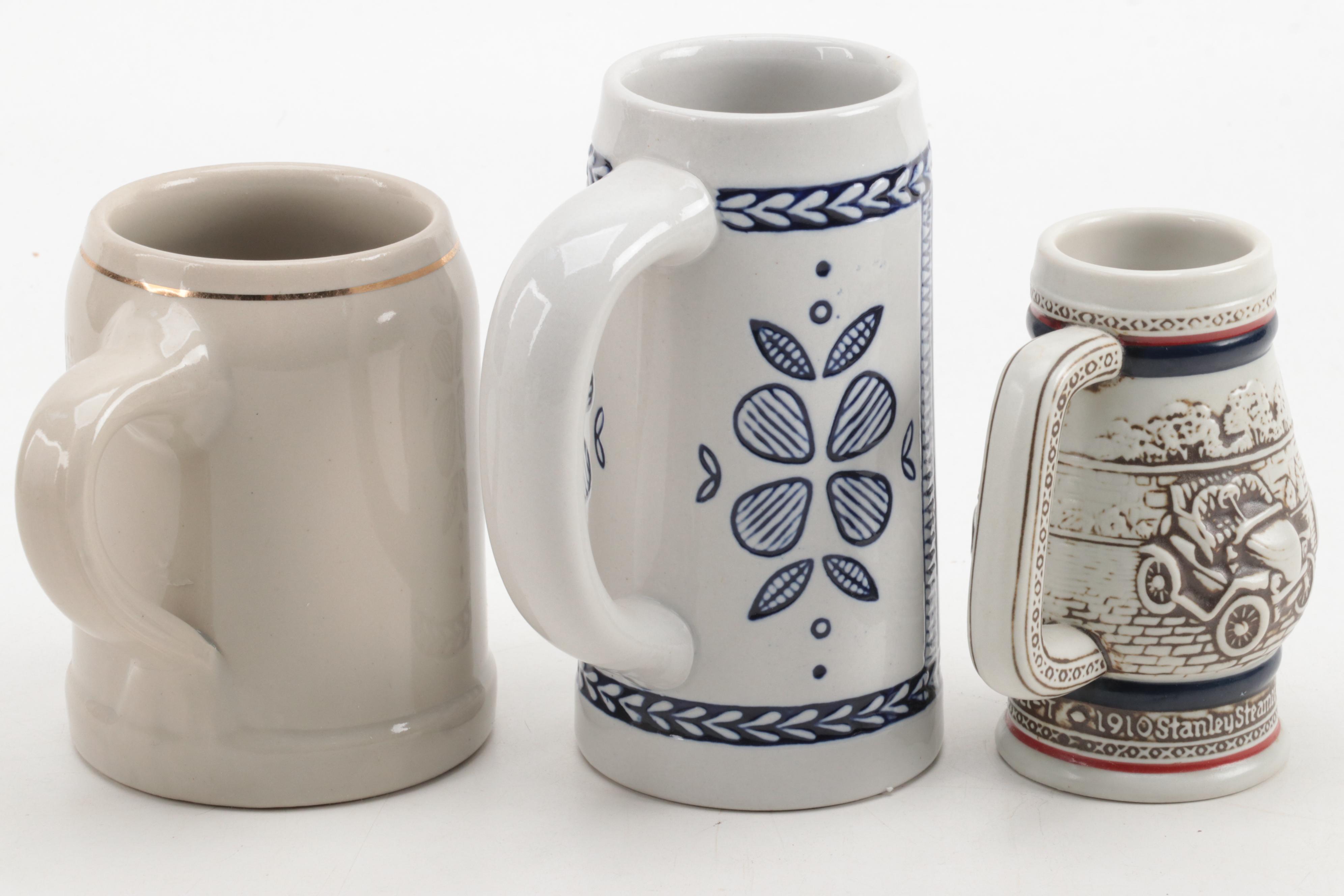 German Beer Mugs with Hacker-Pschorr Porcelain Tap Handle