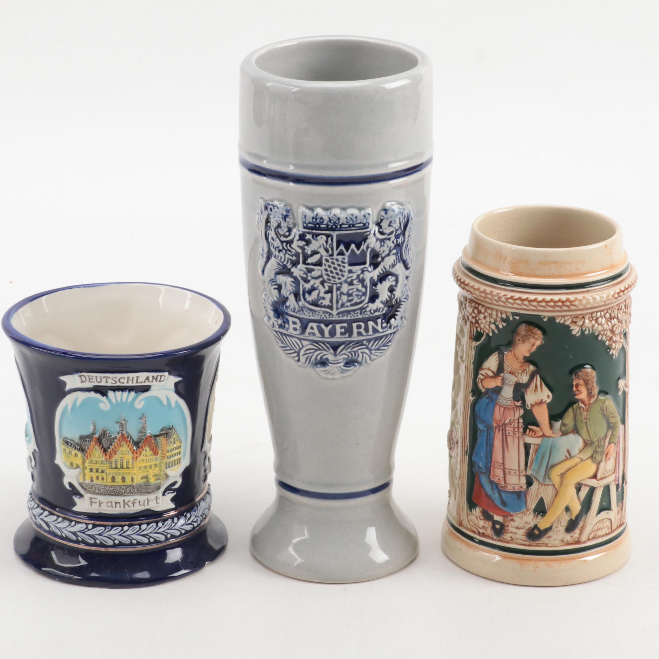 Gerz and Other German Beer Mugs, Pilsner and Steins, Mid to Late 20th Century